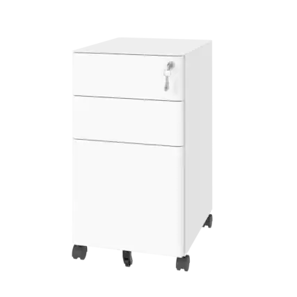 Front. Ecooso - 3 Drawer Mobile File Cabinet with Lock, All-Steel Office File Cabinet with Anti-Tip Design, Fully Assembled - White.