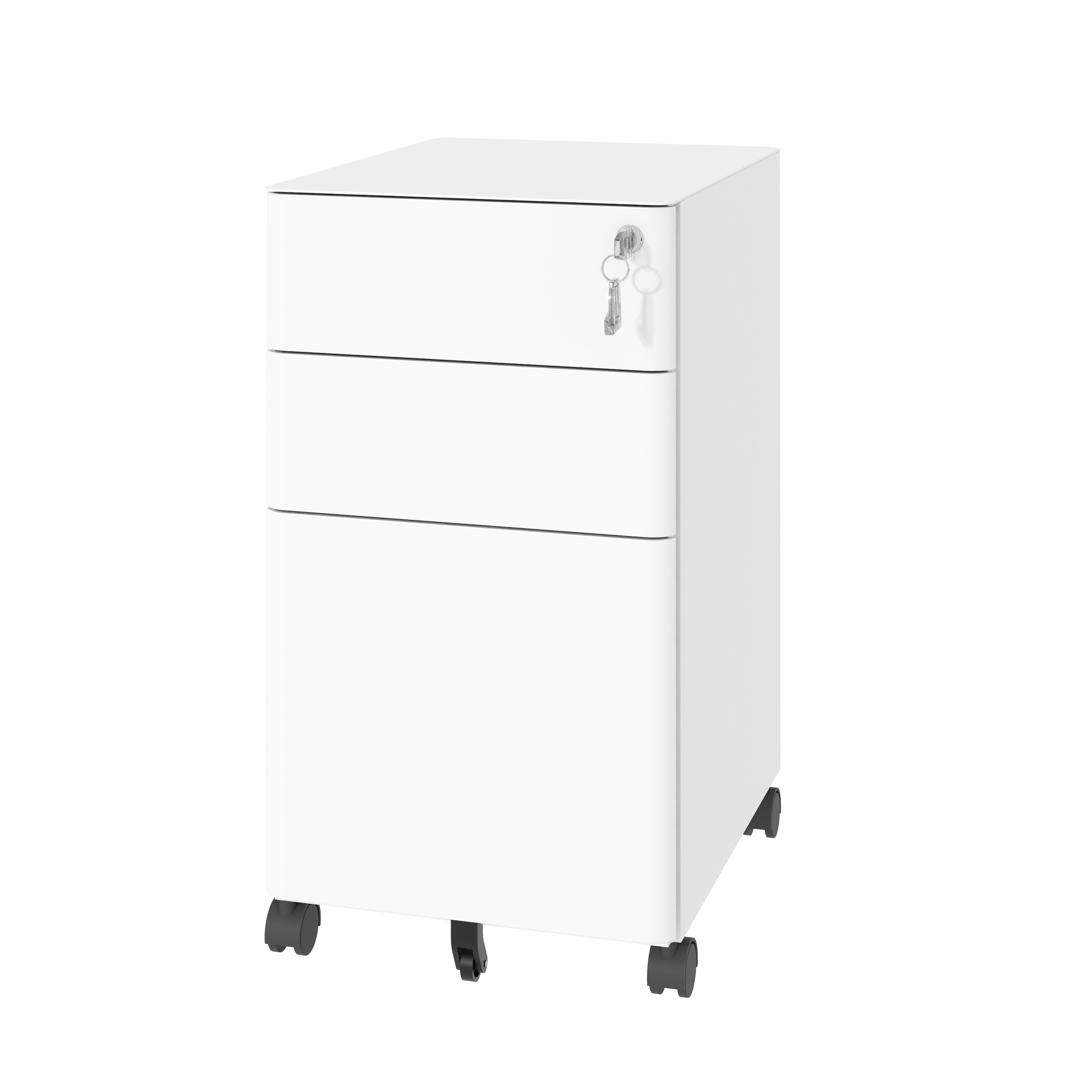Front. Ecooso - 3 Drawer Mobile File Cabinet with Lock, All-Steel Office File Cabinet with Anti-Tip Design, Fully Assembled - White.