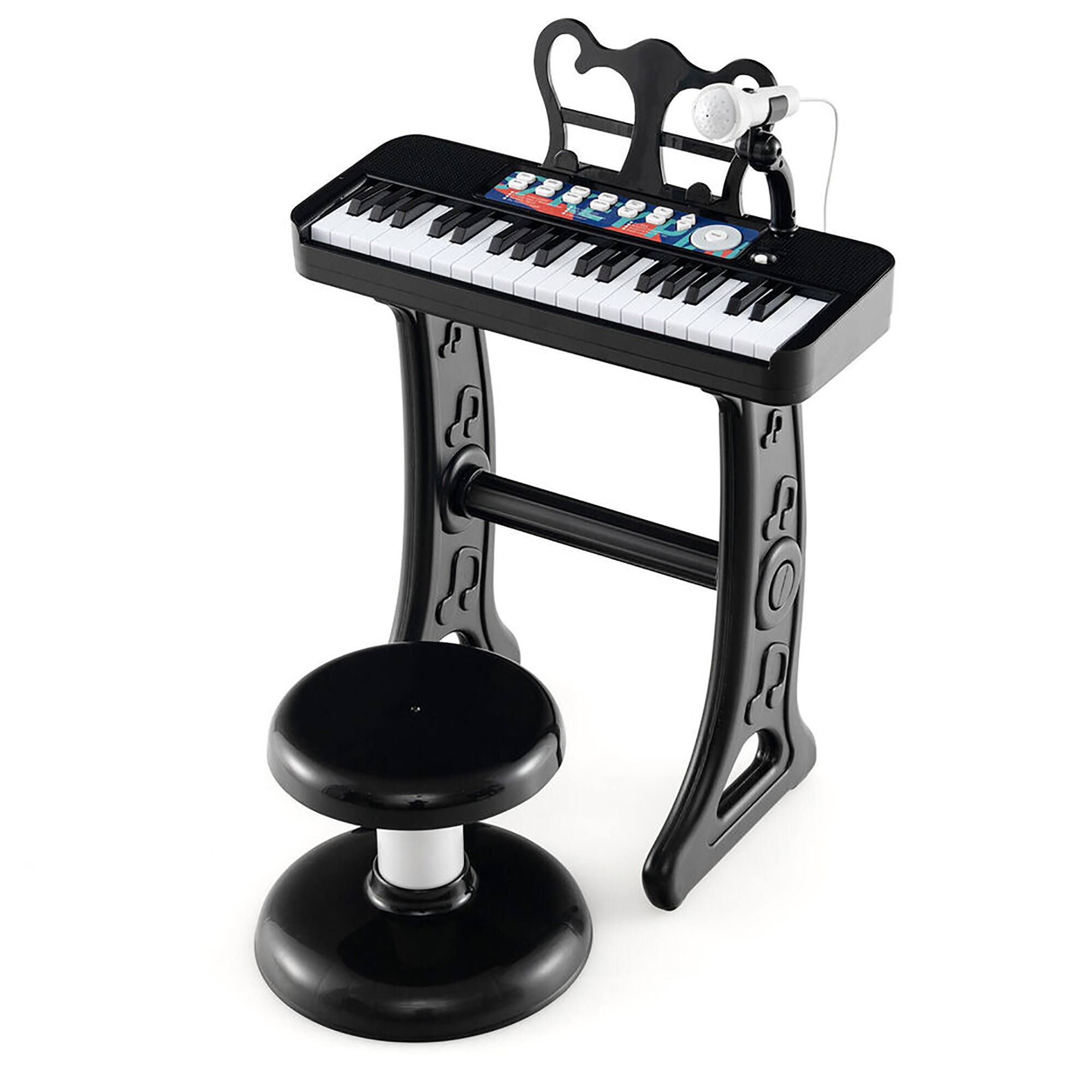 Alt View 9. Gymax - Gymax 37-Key Kids Piano Keyboard Toy Musical Electronic Instrument w/ Stool Black - Black.