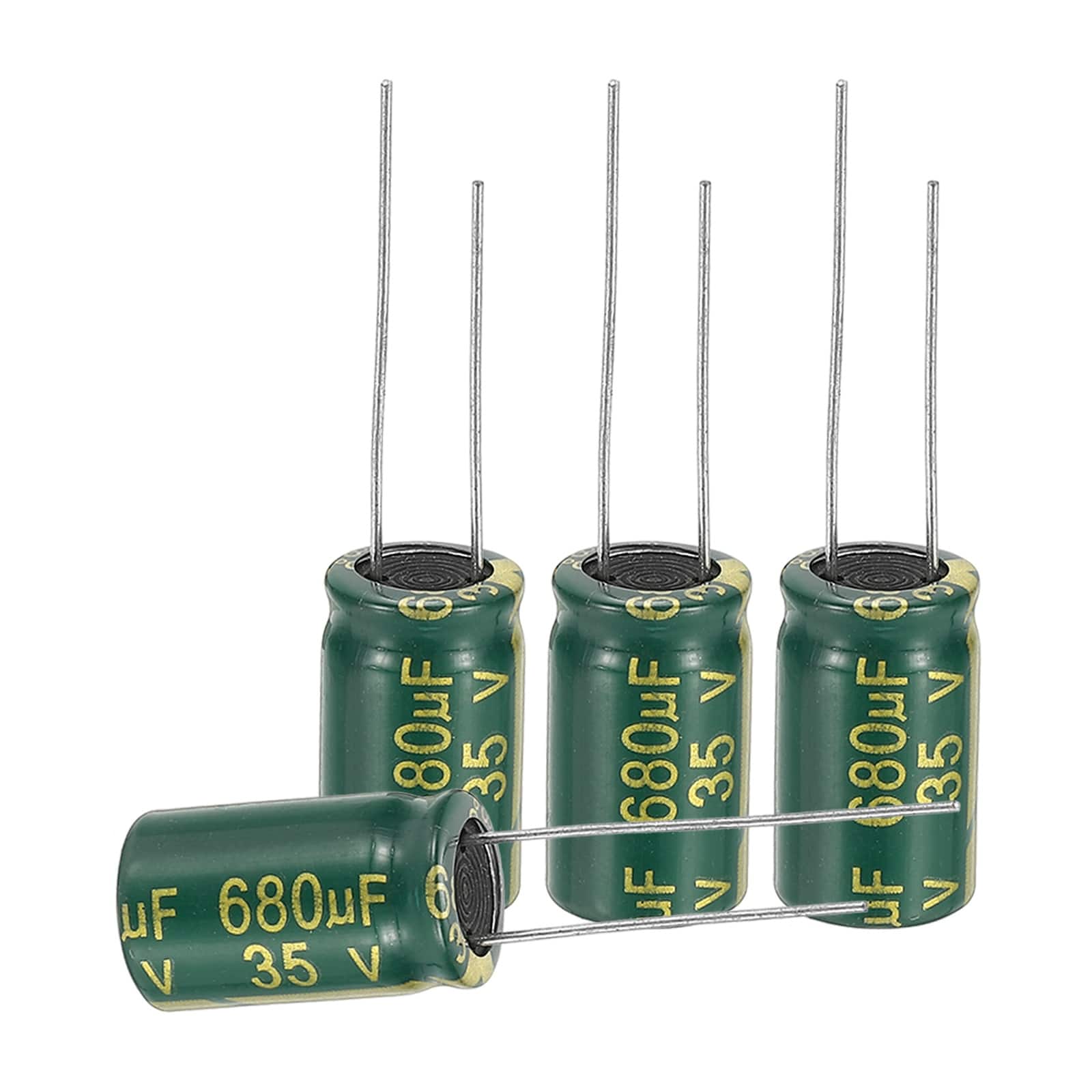 Unique Bargains - 680uF 35V 10x17mm Electrolytic Capacitor, High Frequency, Low Impedance, Radial Leads, 24pcs - Green price history on PriceWatchPro