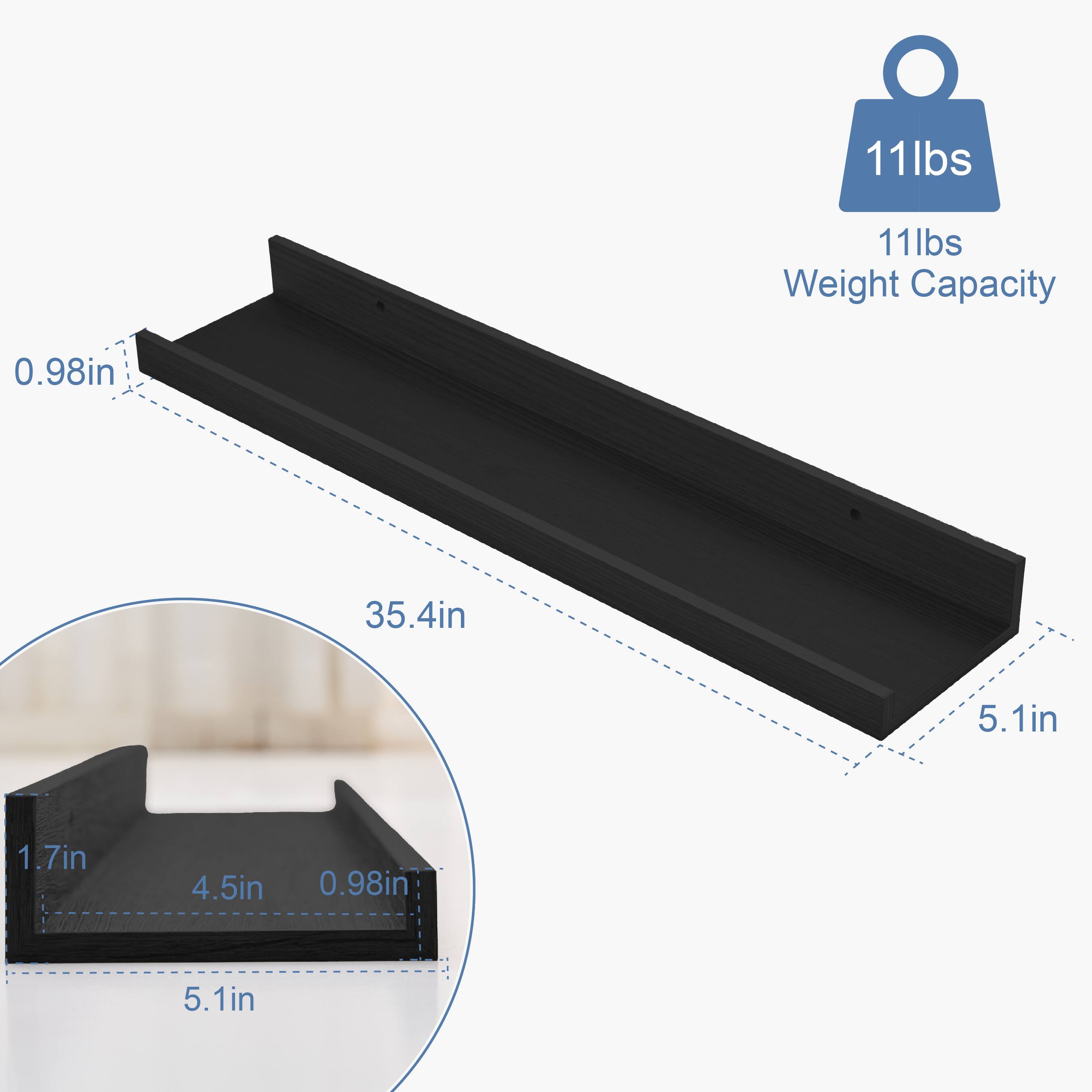 11 lbs  
11 lbs Weight Capacity  

0.98 in  
35.4 in  
5.1 in  
1.7 in  
4.5 in  
0.98 in  
5.1 in