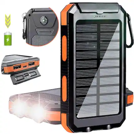 Front. Home Collection - Super 40000mAh Solar Power Bank USB Portable Charger for Cell Phones – Orange.