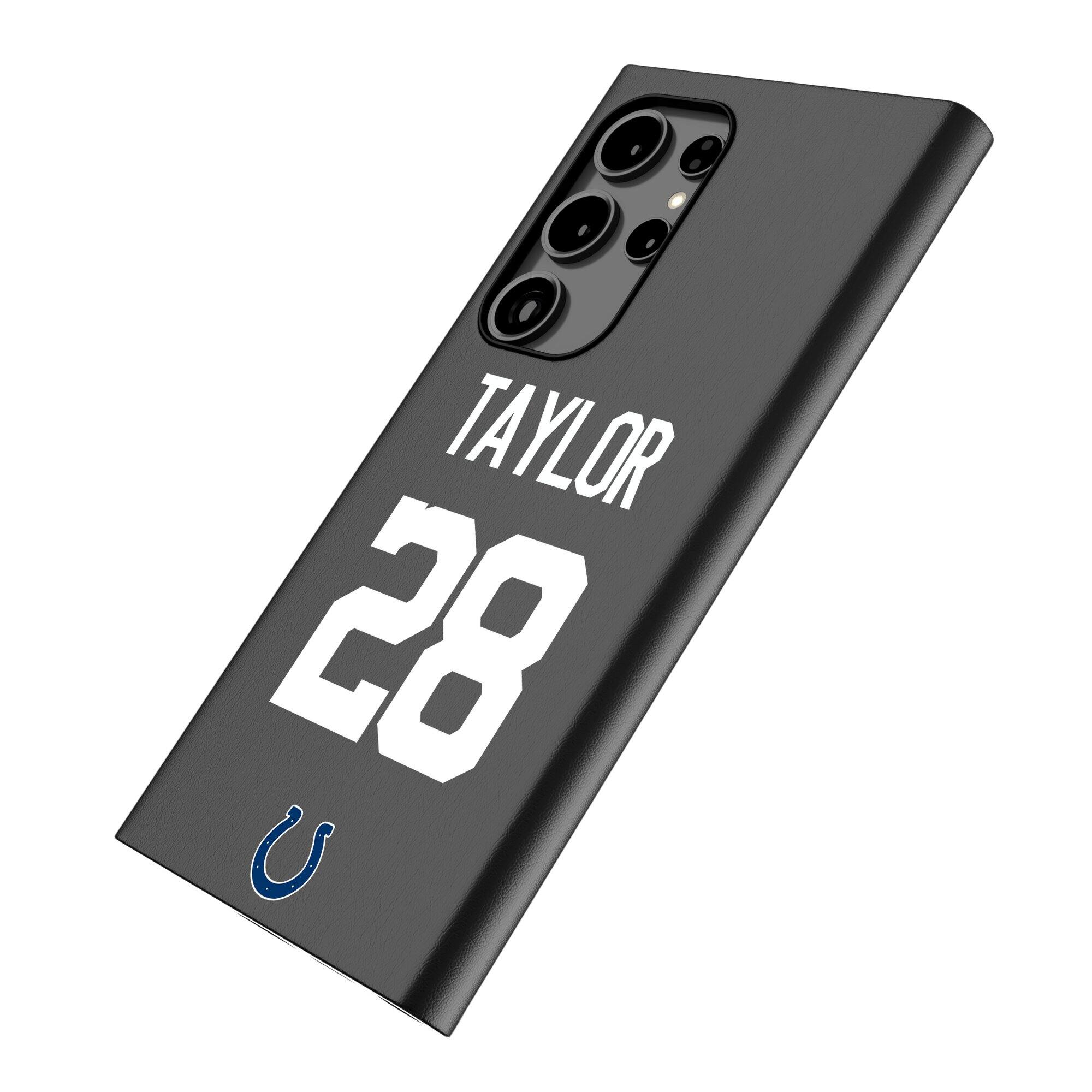 Alt View 1. Keyscaper - Jonathan Taylor Black Indianapolis Colts Galaxy Magnetic Bump Case - S24 Ultra - Black.