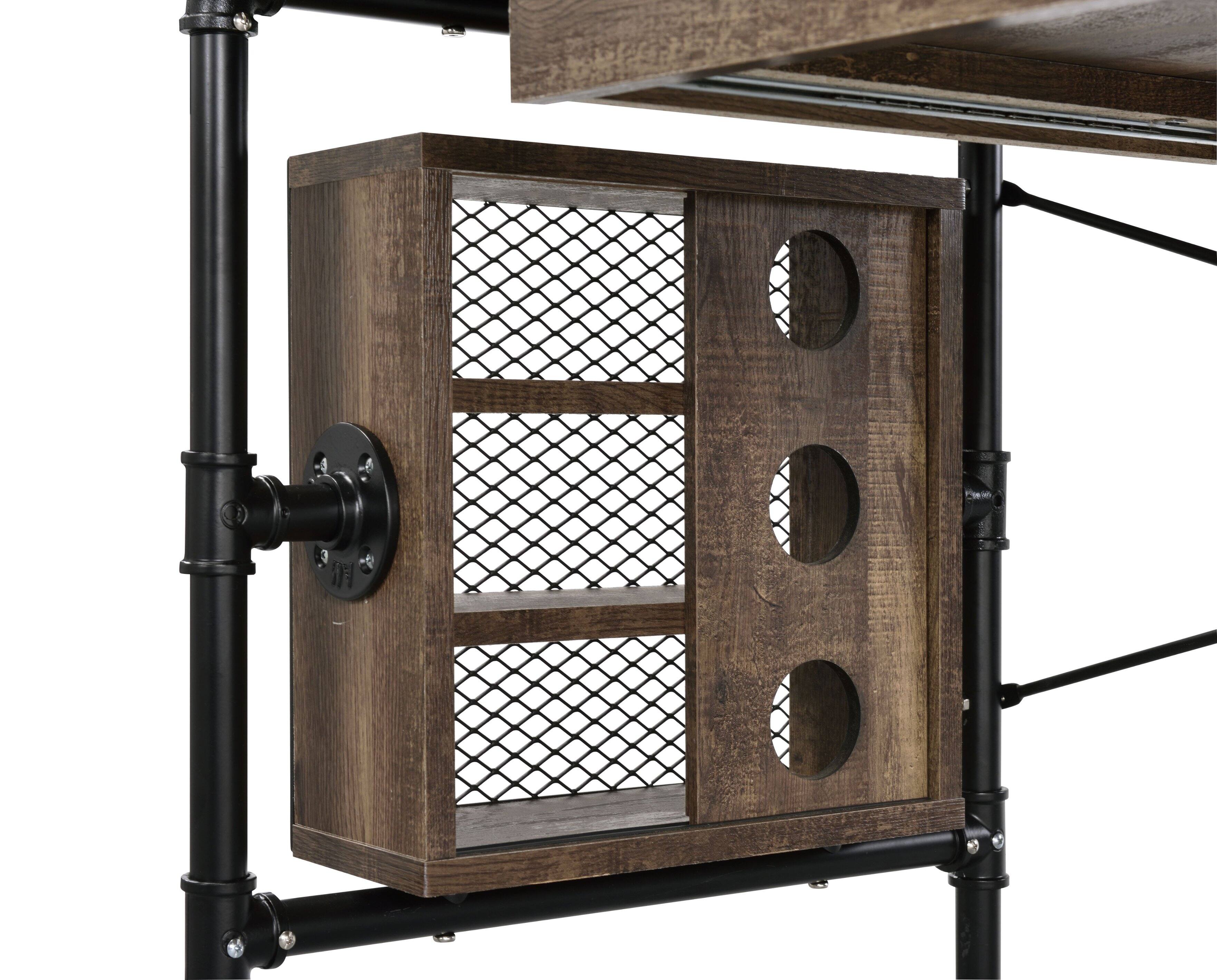 Alt View 1. APRILSOUL - Endang Weathered Oak Black Finish Writing Desk - Black.