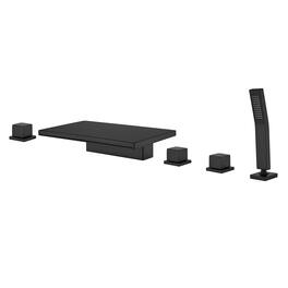 Boyel Living - Black Five-Hole Waterfall Bath Faucet with Handheld Shower SUS304 Material cUPC Certified - Matte Black