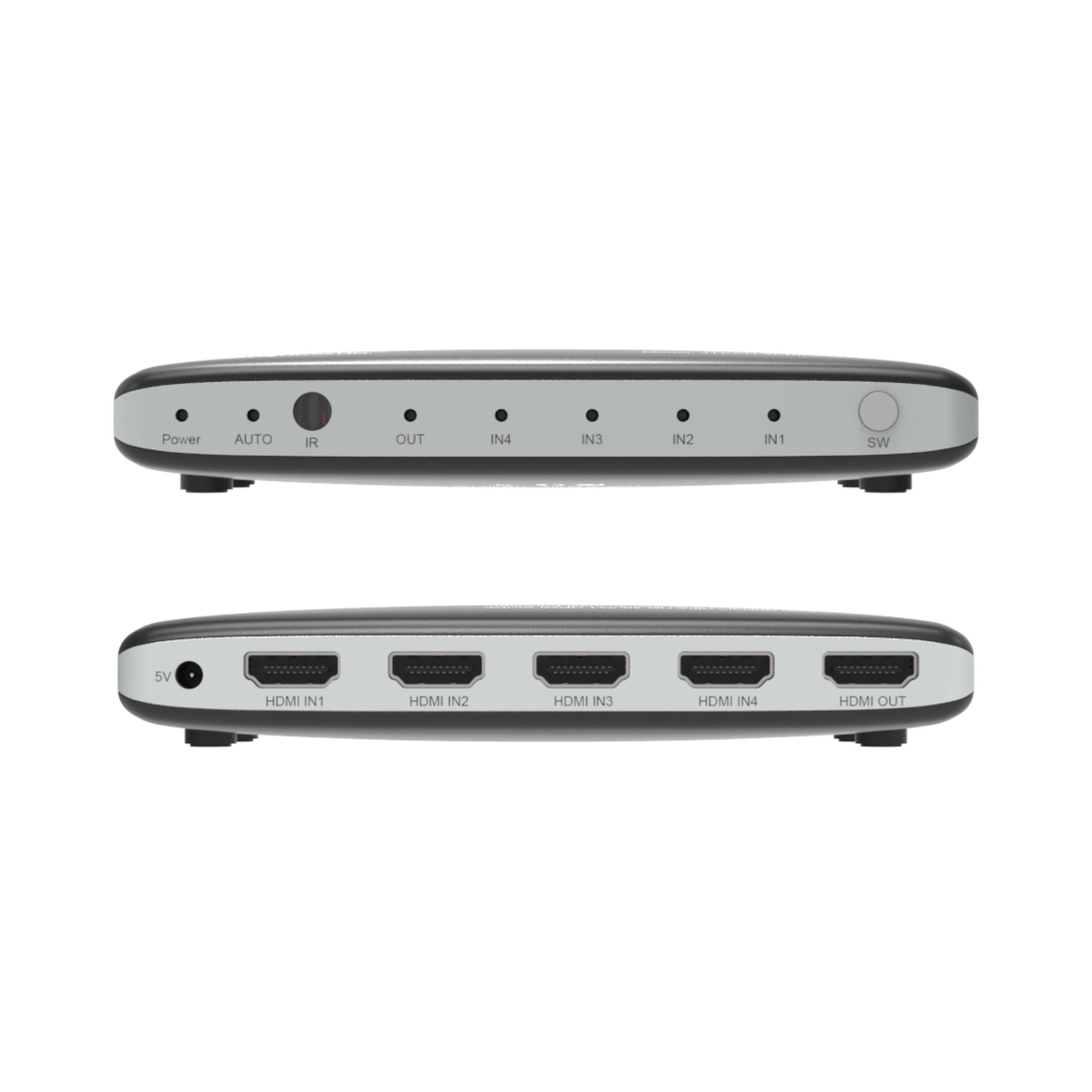 Power, AUTO, IR, OUT, IN4, IN3, IN2, IN1, SW, 5V, HDMI IN1, HDMI IN2, HDMI IN3, HDMI IN4, HDMI OUT