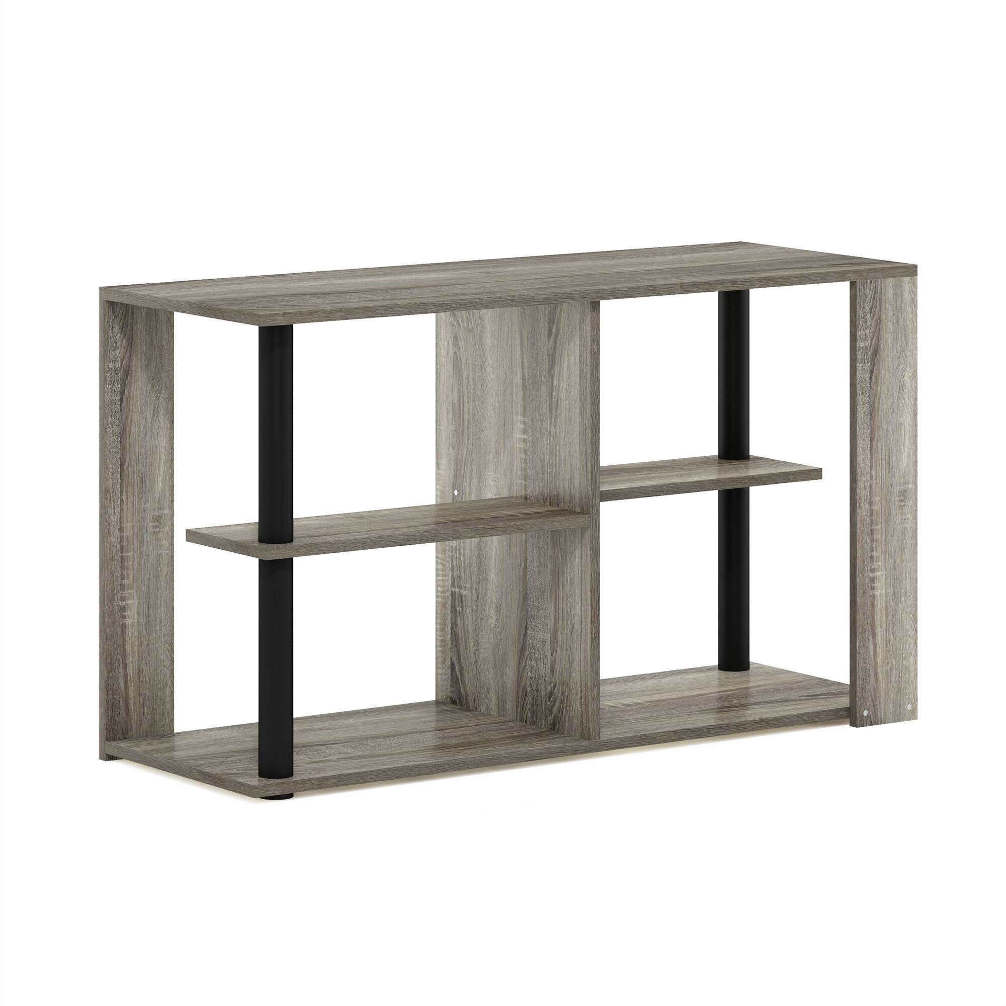 Furinno - Romain Narrow Coffee Table with Shelves - French Oak/Black