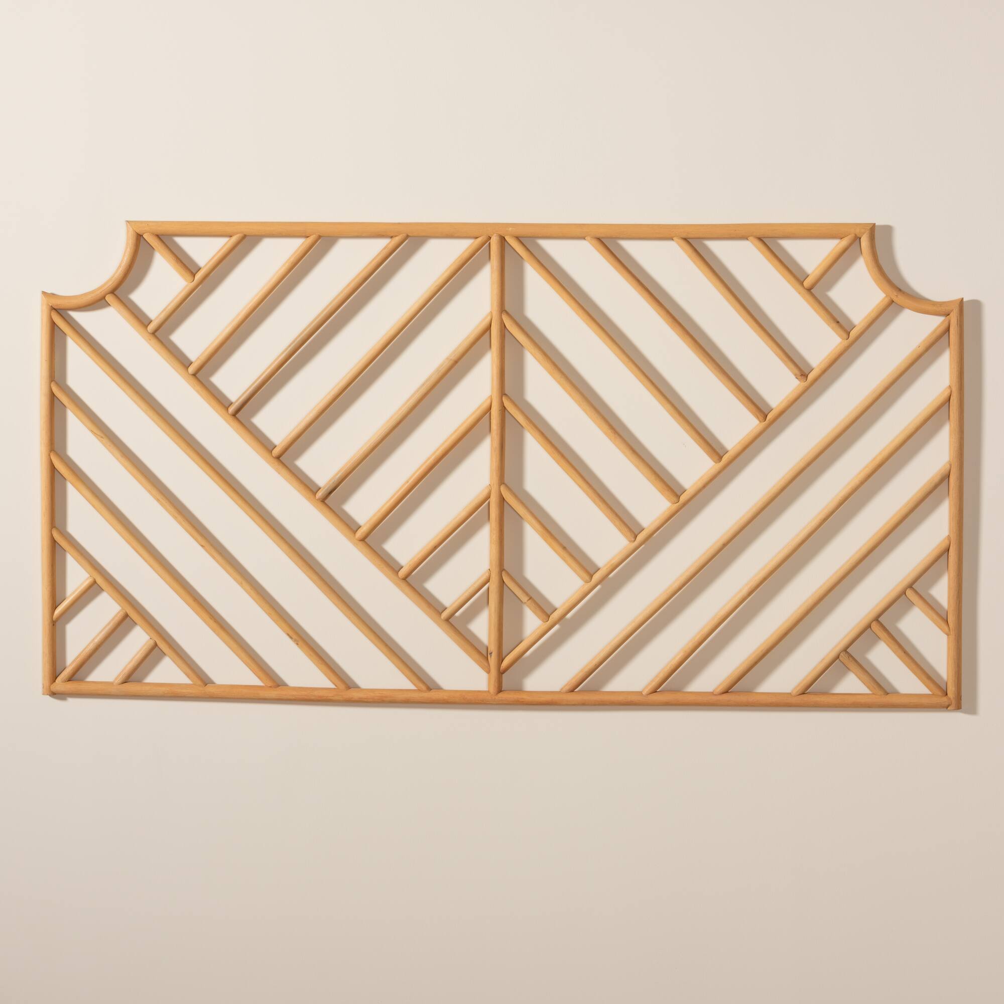 Alt View 2. bali & pari - Giza Modern Bohemian Rattan Queen Size Wall-mount Headboard - Natural Brown.