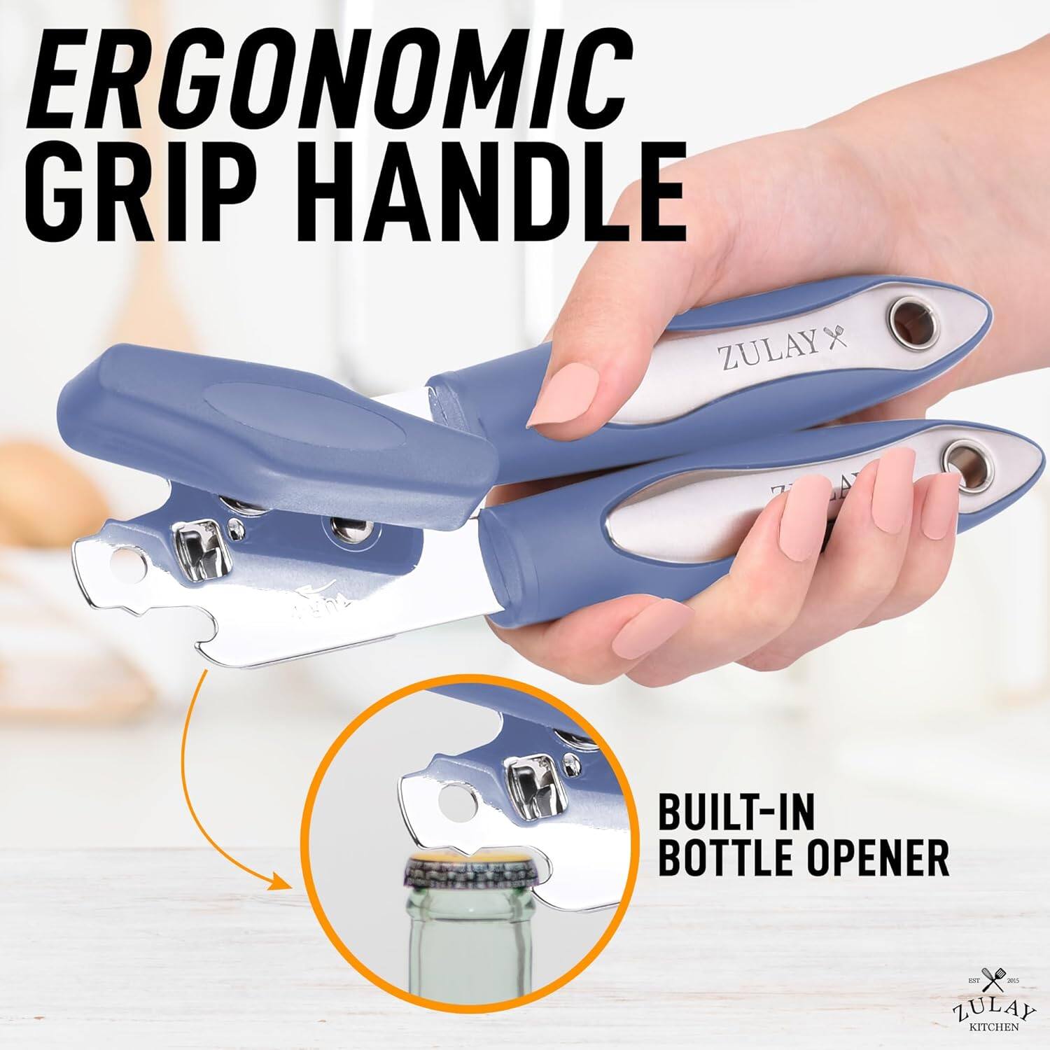 ERGONOMIC GRIP HANDLE, ZULAY X, BUILT-IN BOTTLE OPENER, ZULAY KITCHEN