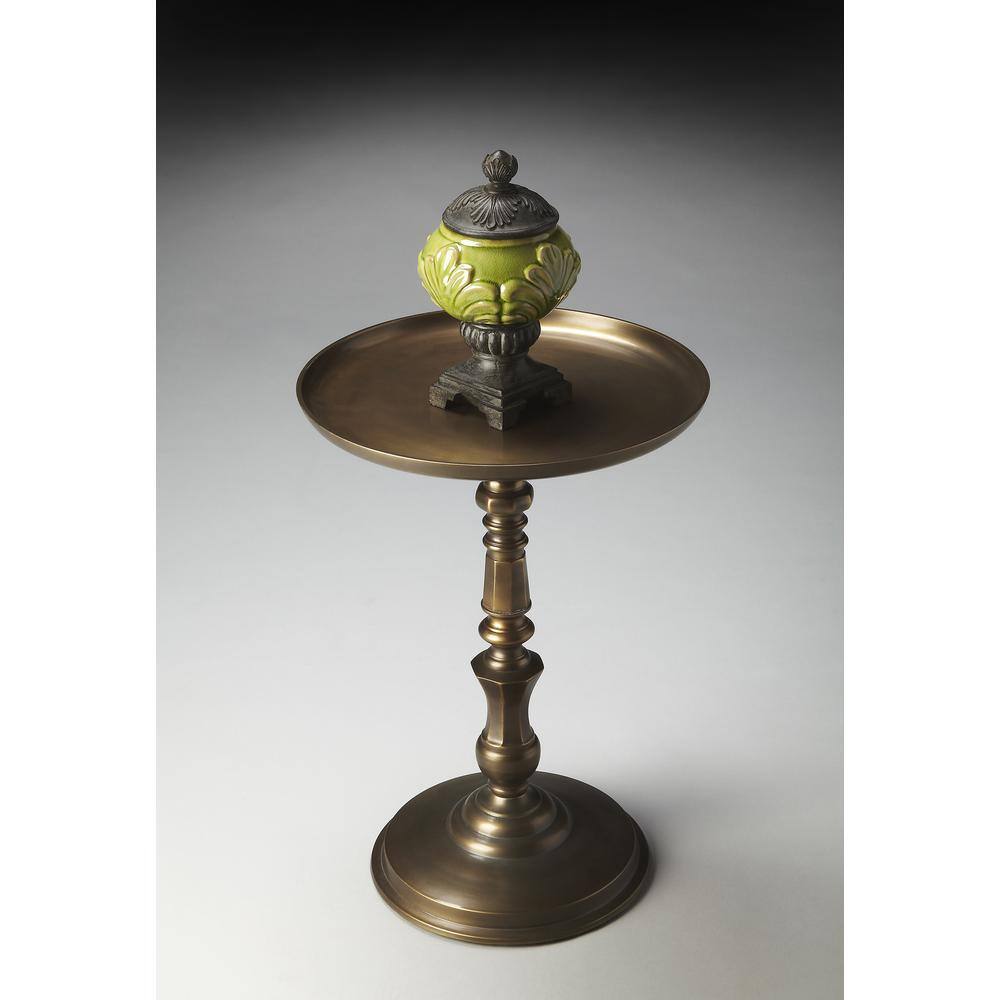 Left. Butler Specialty - Orleans Round Metal 16"W Side Table - Bronze.