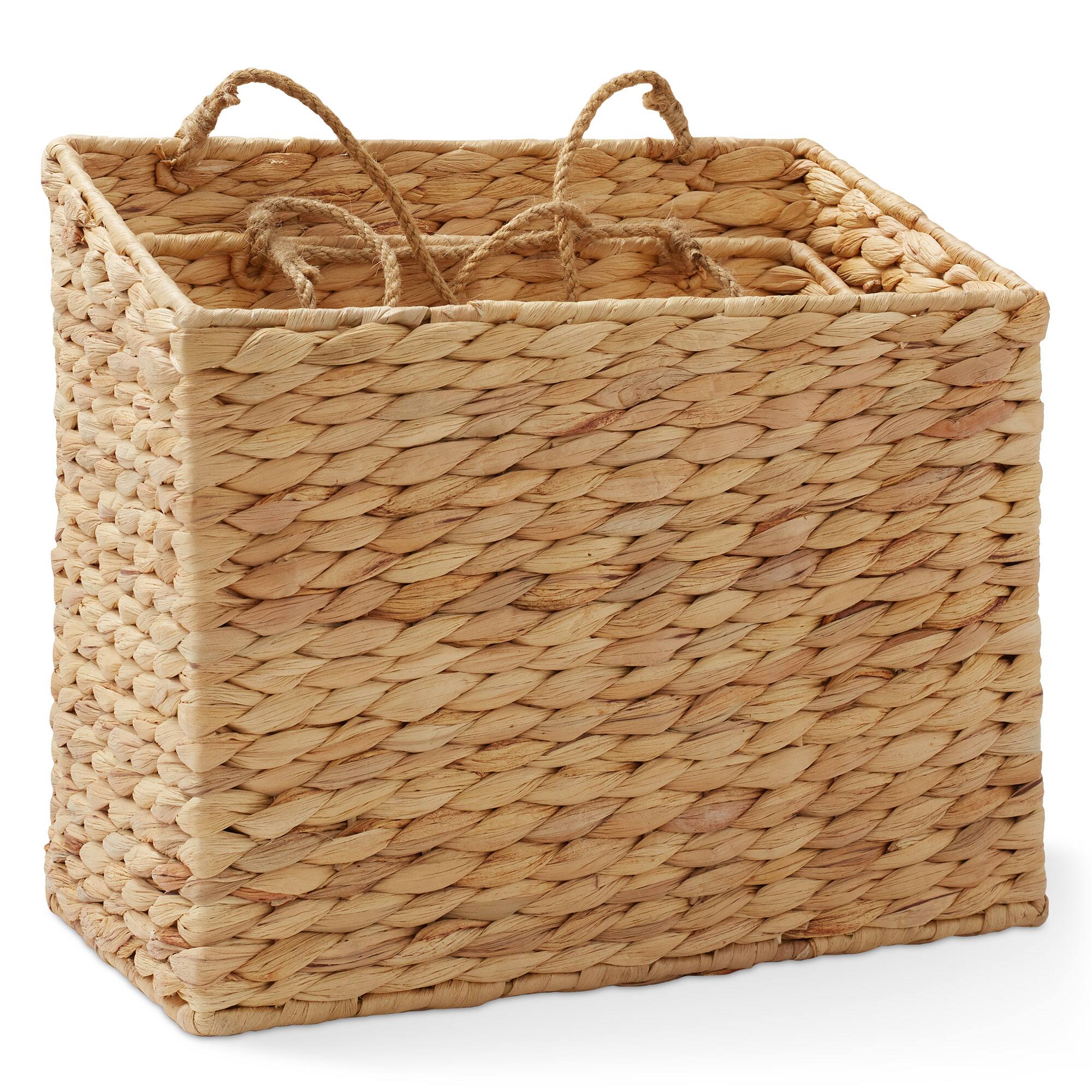 Alt View 4. Casafield - 2-Tier Hanging Baskets Vertical Woven Kitchen Wall Storage Organizer - Natural - Hyacinth.