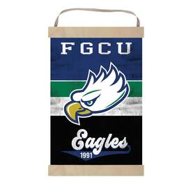 Jardine - Florida Gulf Coast Eagles Reversible Retro Logo Banner Sign - Blue