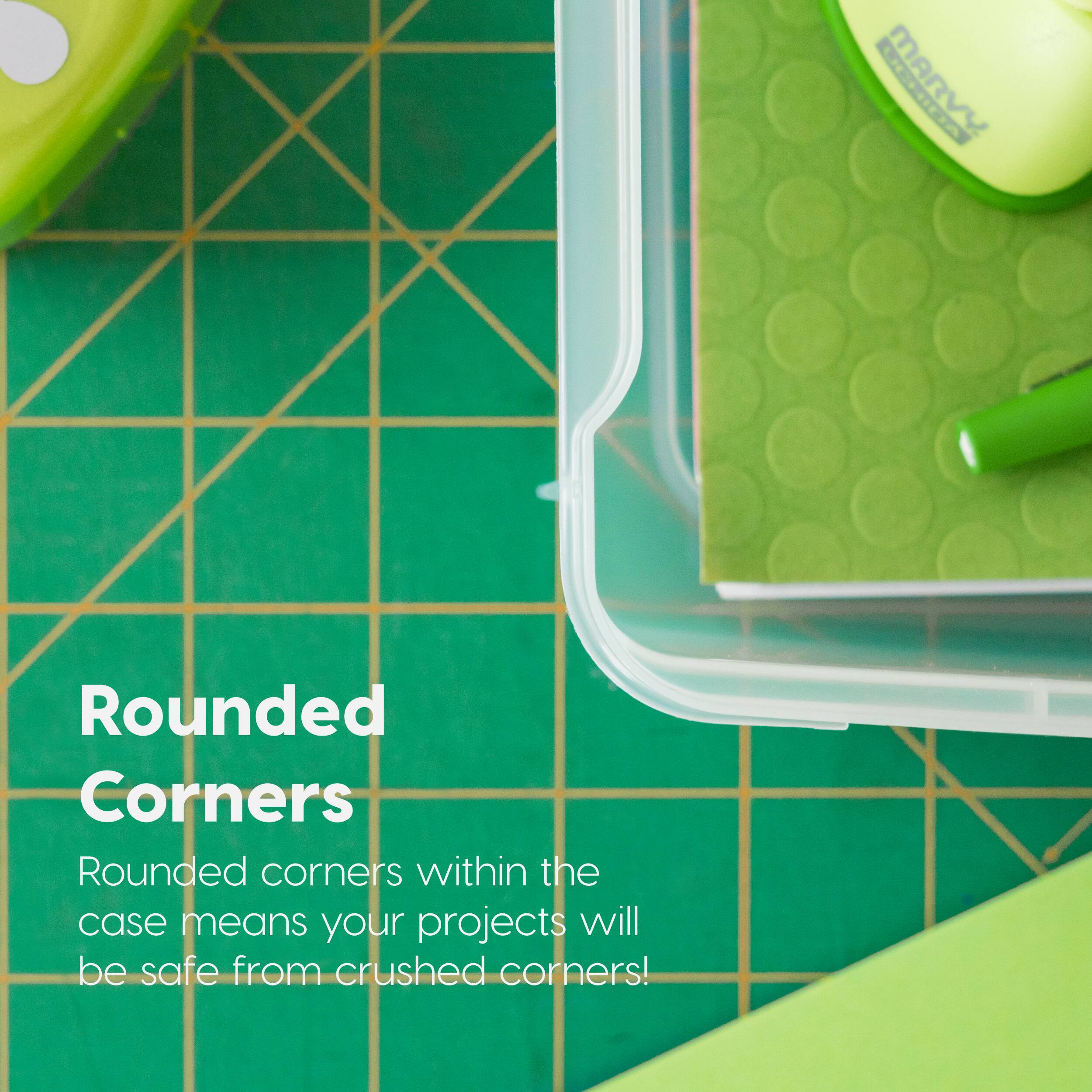MARVY Rounded Corners

Rounded corners within the case means your projects will be safe from crushed corners!