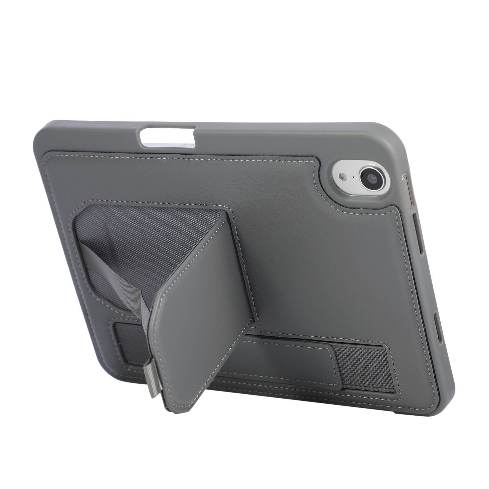 Back. Dteck - Shockproof Case for Apple iPad mini (A17 Pro) 2024 with Hand Strap and Foldable Stand, PU Leather TPU Protective Cover - Gary.