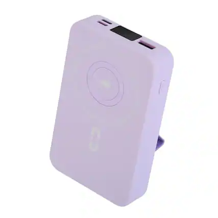 Front. Home Collection - 10000mAh Magnetic Wireless Power Bank with Kickstand Purple - Purple.