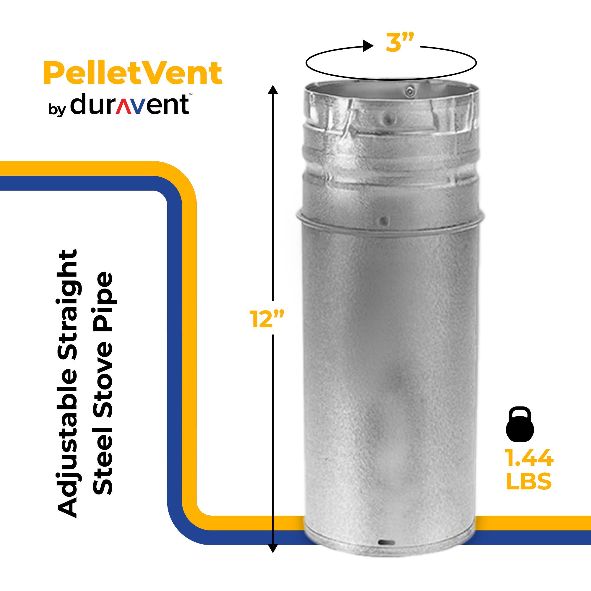PelletVent by durAvent 3" Adjustable Steel Stove Pipe 12" 1.44 LBS