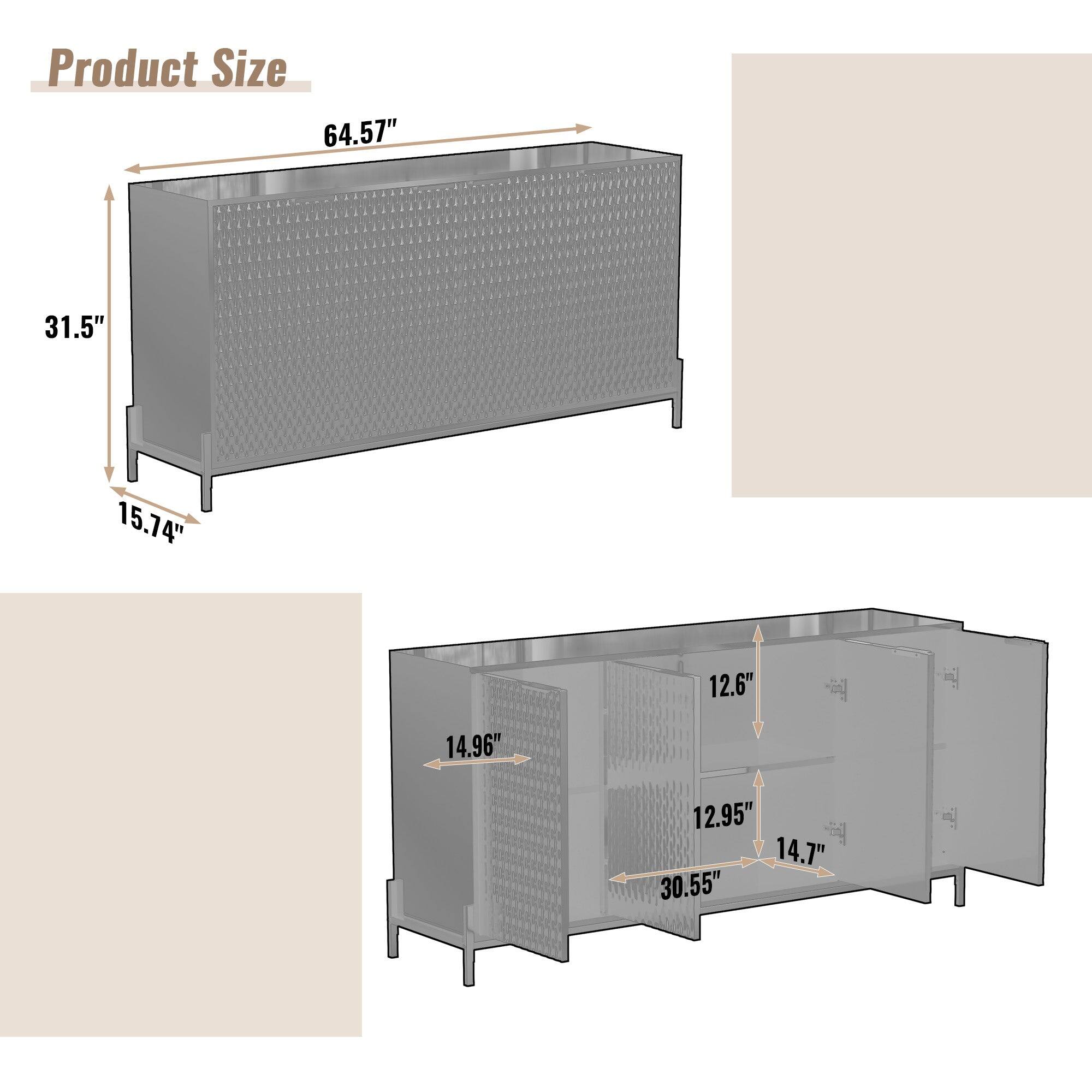 Product Size  
64.57" x 31.5" x 15.74"  
14.96" x 12.95" x 14.7" x 30.55"