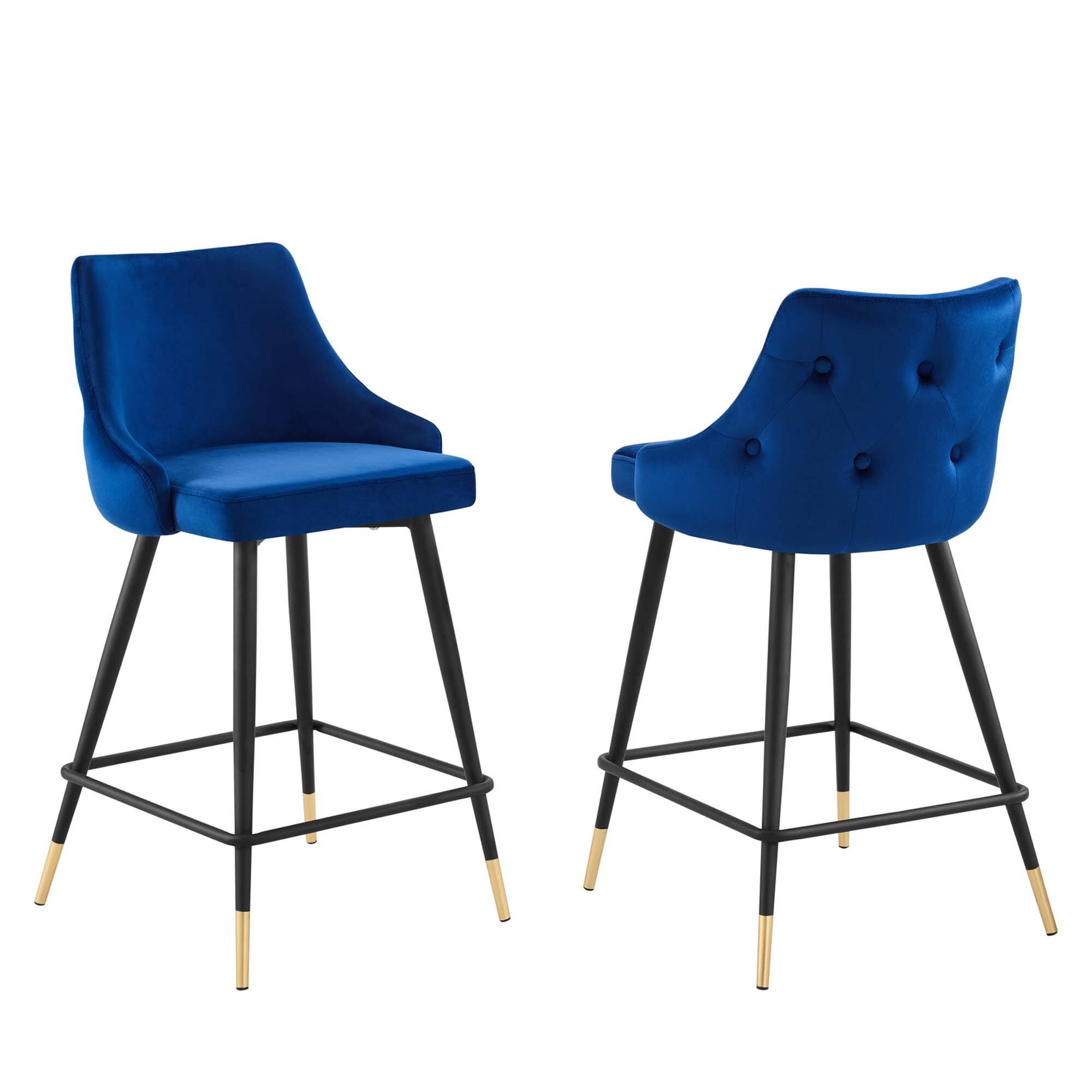 Angle. Modway - Adorn Performance Velvet Counter Stool Set of 2 by Modway - Navy.