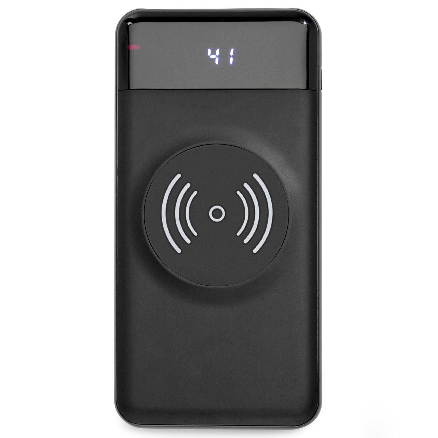 Back. Focus Electronics - Focus 10,000mAh Ultra Portable LED Display Wireless Quick Charge Battery Bank.