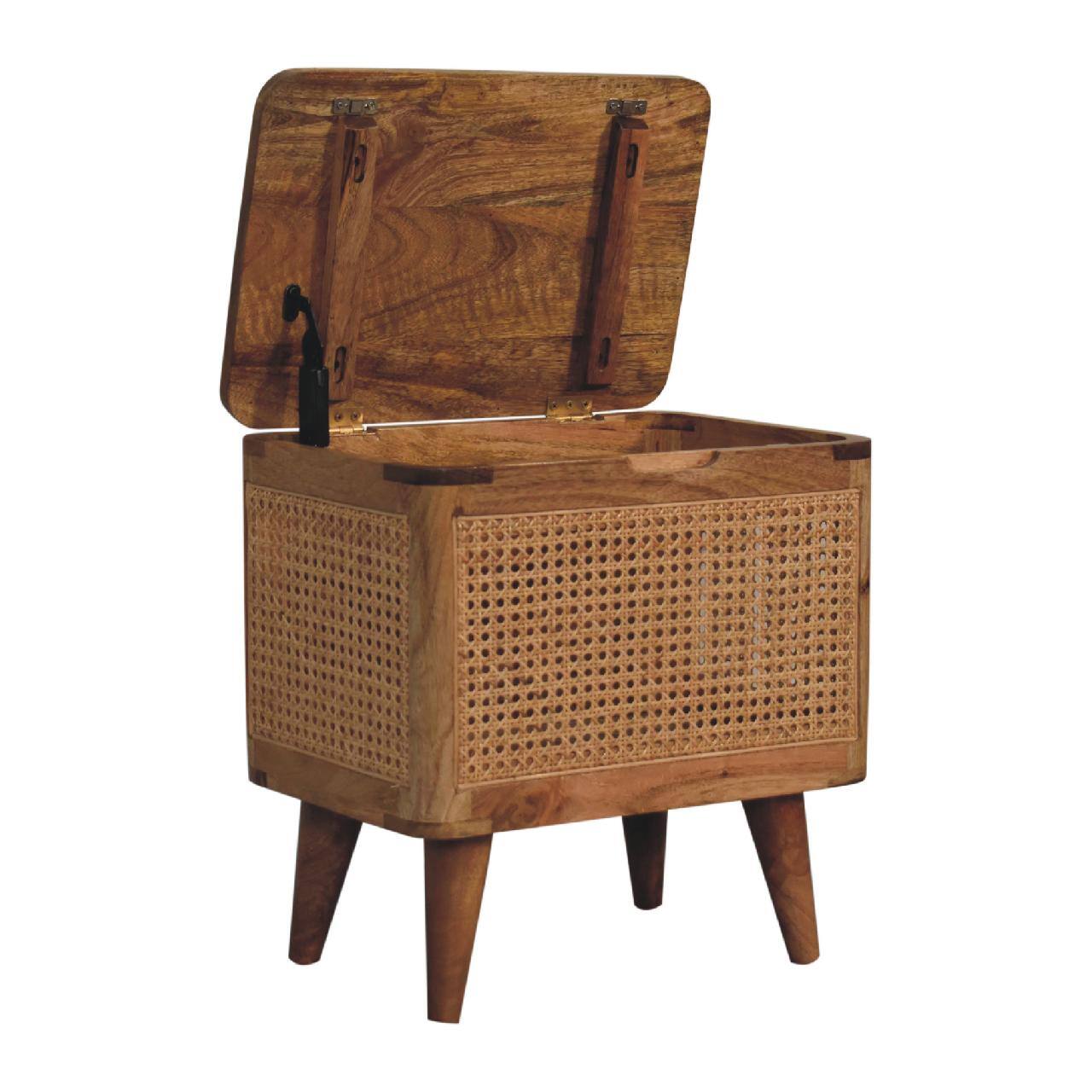 Alt View 3. Artisan Furniture - Artisan Furniture Solid Wood Larissa Lid-up Storage Stool - Beige.