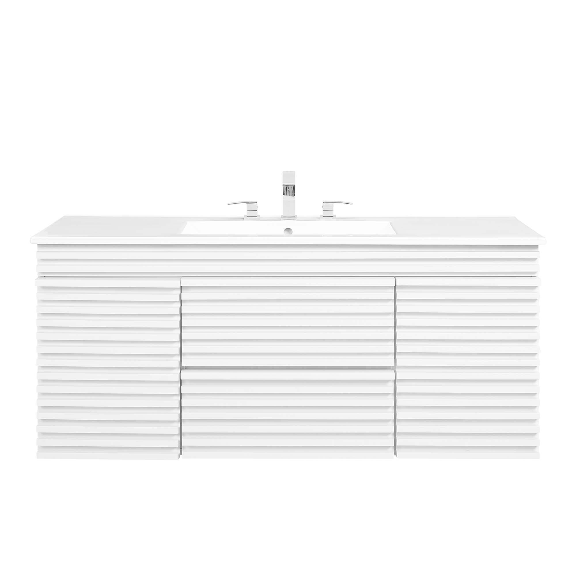 Alt View 2. Modway - Render 48" Wall-Mount Bathroom Vanity Basin Included by Modway - White White.