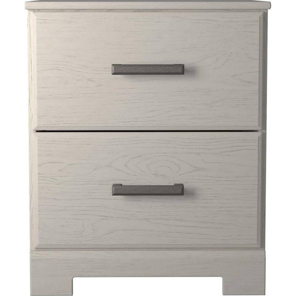 Front. Ashly - Stelsie 2-Drawer Night Stand - White - White.