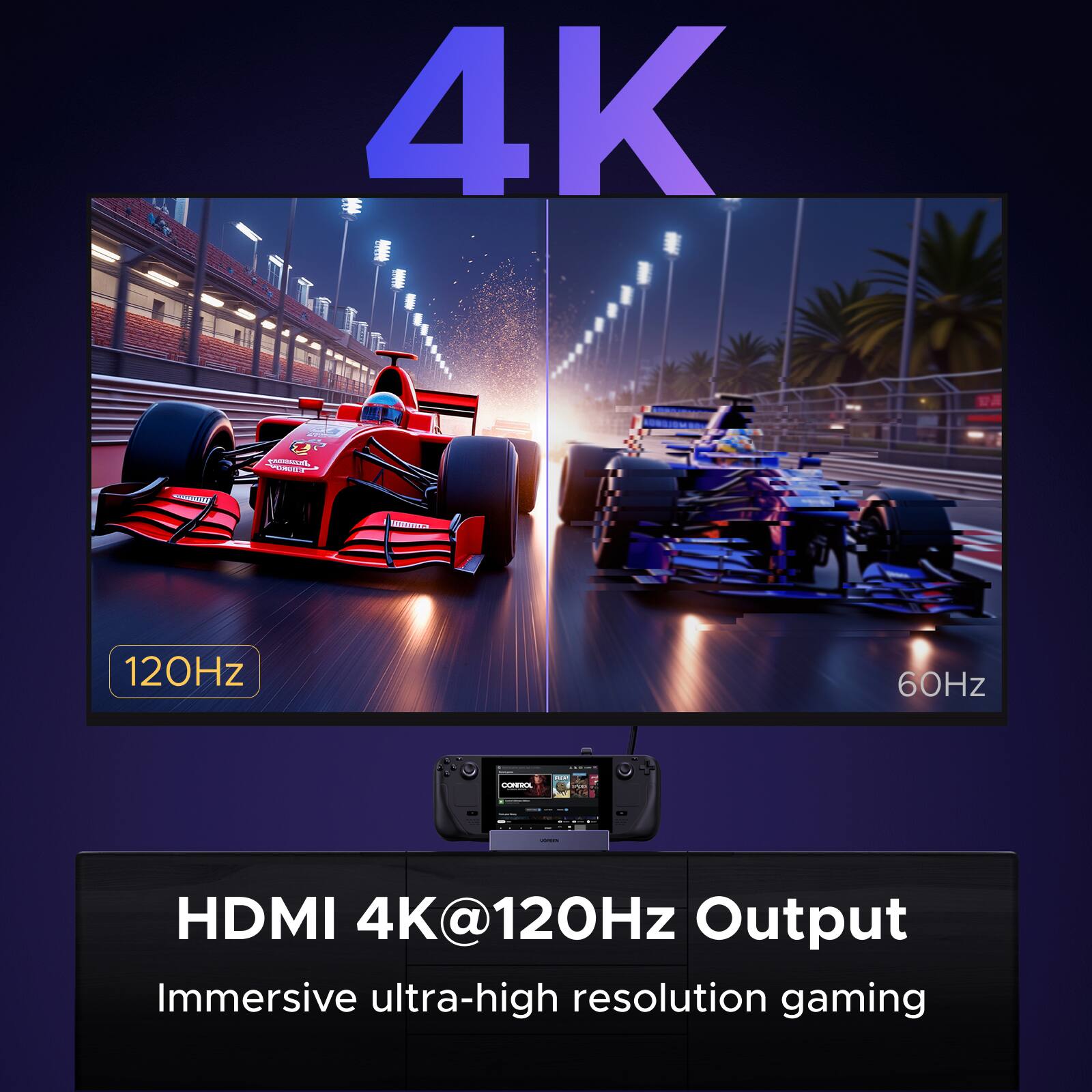 4K  
C - 120Hz 60Hz  
HDMI 4K@120Hz Output  
Immersive ultra-high resolution gaming