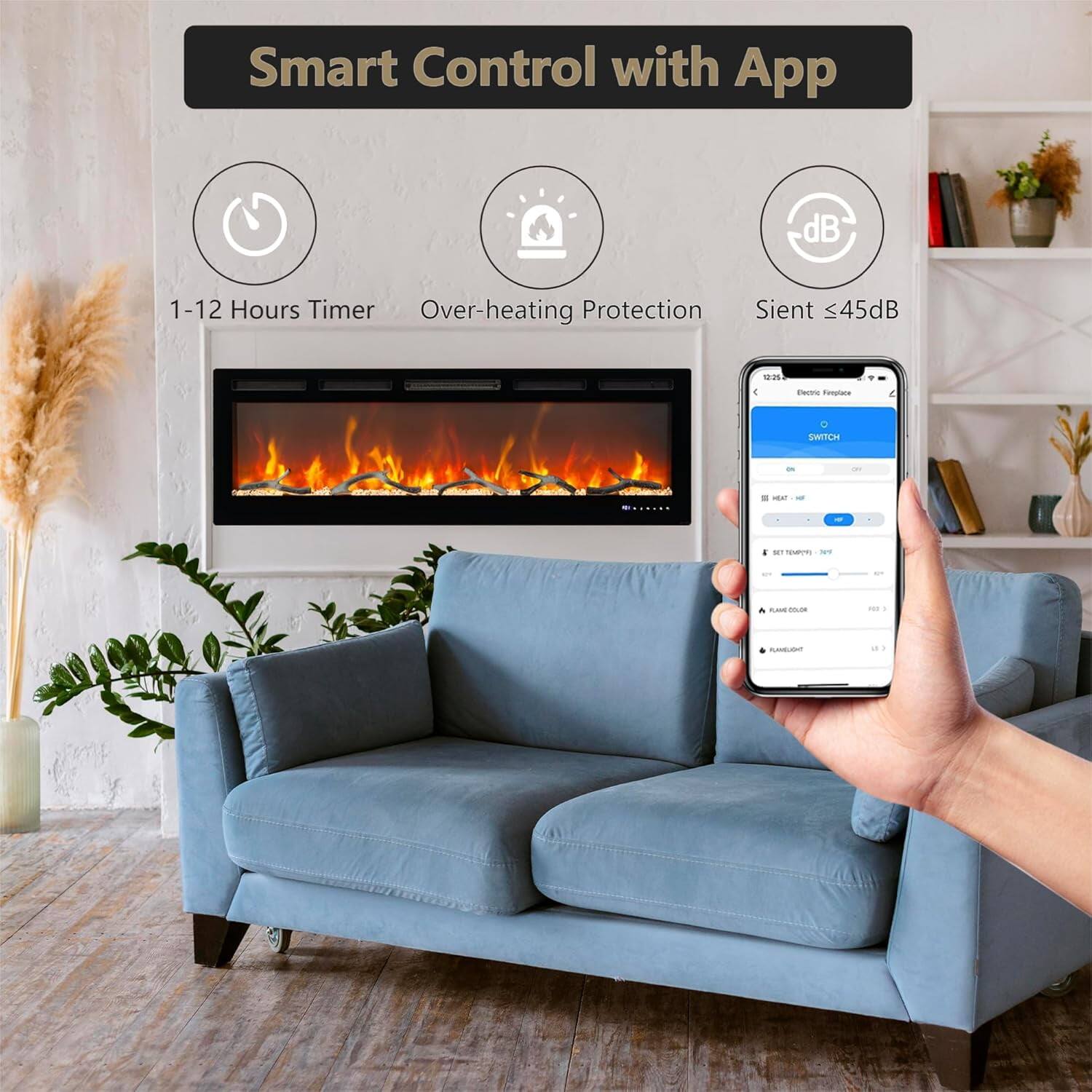 Smart Control with App

1-12 Hours Timer  
Over-heating Protection  
Sient ≤45dB
