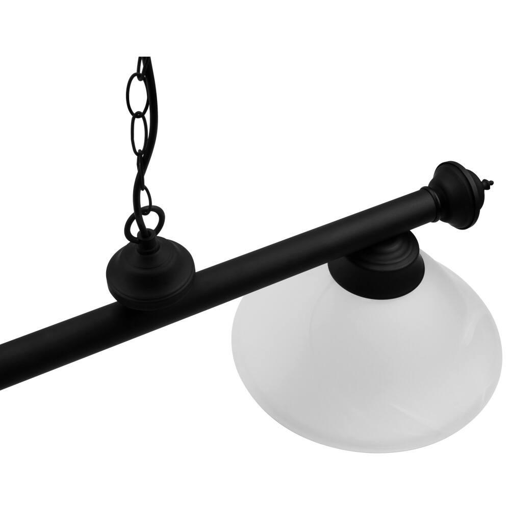 Angle. GSE Games & Sports Expert - 56" Metal Hanging Billiard Lights with 3 Metal Lamp Shades for Billiards Room - White Glass - White Glass.
