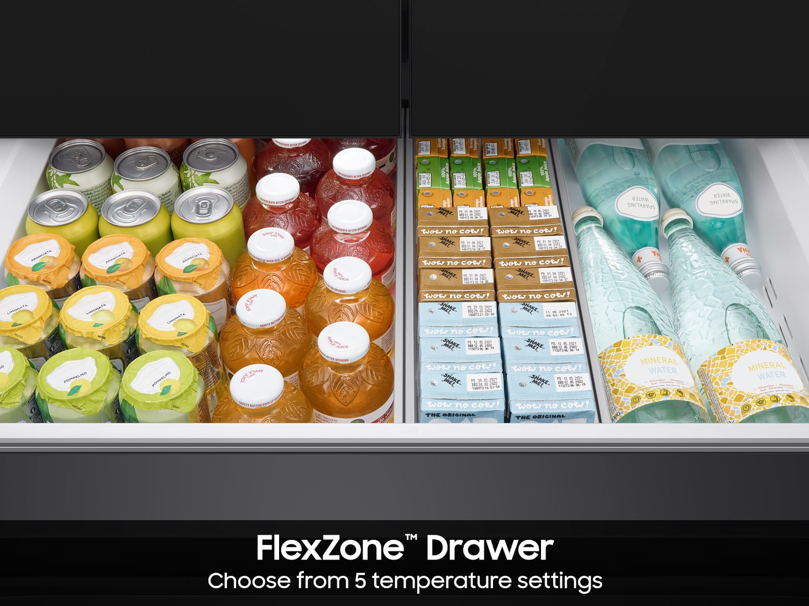 FlexZone Drawer: Choose from 5 temperature settings.