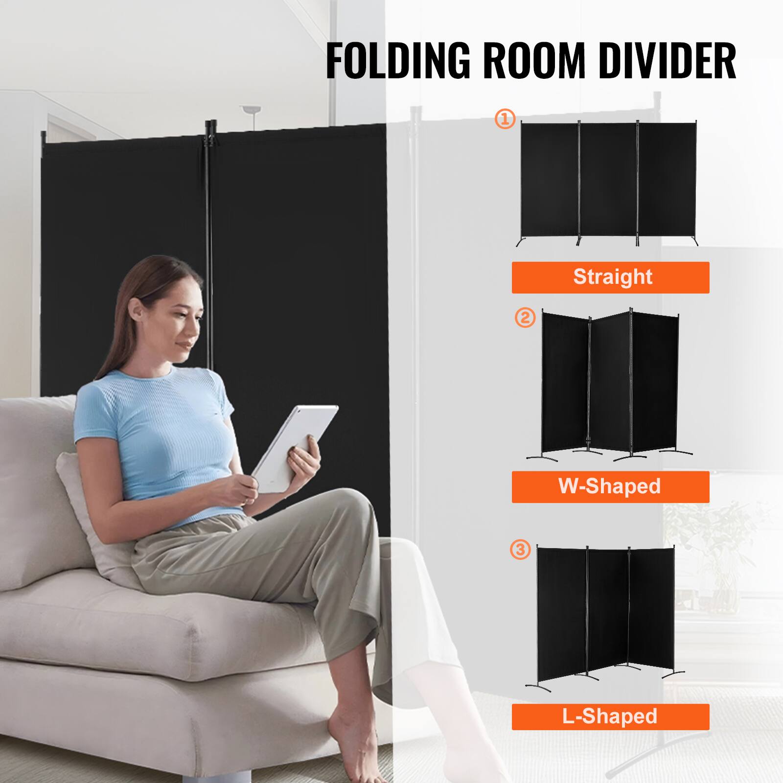 FOLDING ROOM DIVIDER
1. Straight
2. W-Shaped
3. L-Shaped