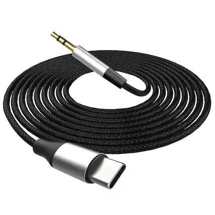 Front. FosPower - Aux to USB C Cable, 6.6ft USB-C to Aux Adapter 3.5mm Audio Jack, Aux Cord to Type C for iPhone iPad Android Headphones - Black.