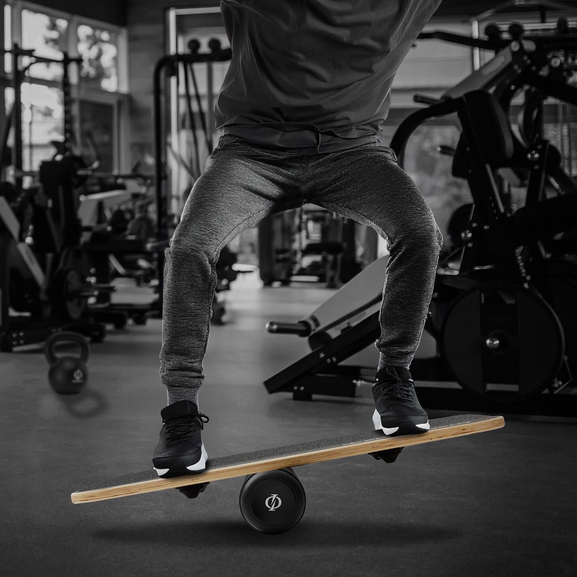 Alt View 5. Philosophy Gym - Balance Board - Wooden Exercise Trainer with Adjustable Stoppers - Black.