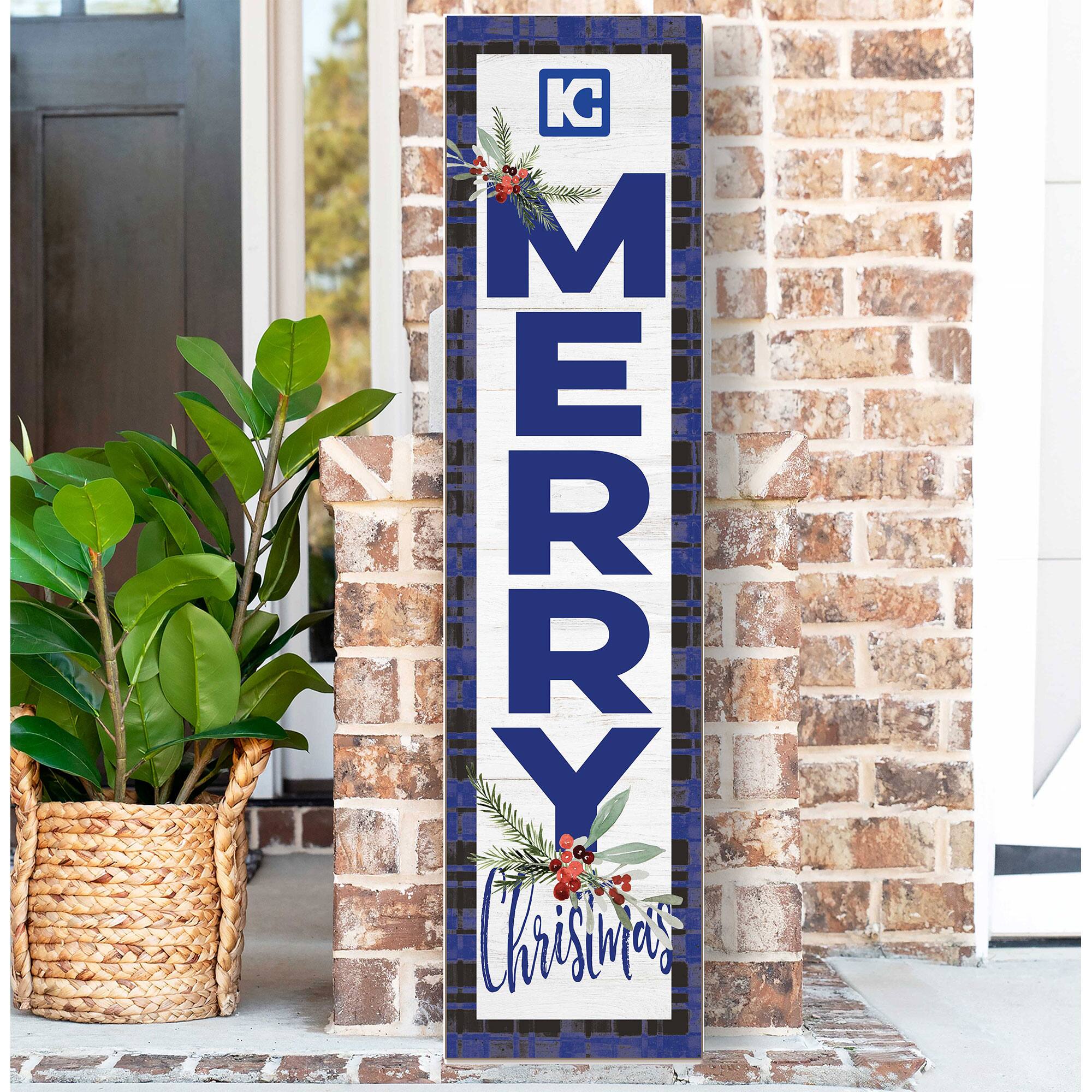 Alt View 1. Jardine - Kaskaskia College Blue Devils 12'' x 48'' Outdoor Merry Christmas Leaner - White.