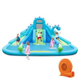 Ecooso - Inflatable Water Slide Park w/ Dual Slides & Large Splash Pool, Carry Bag, 584W Blower Included