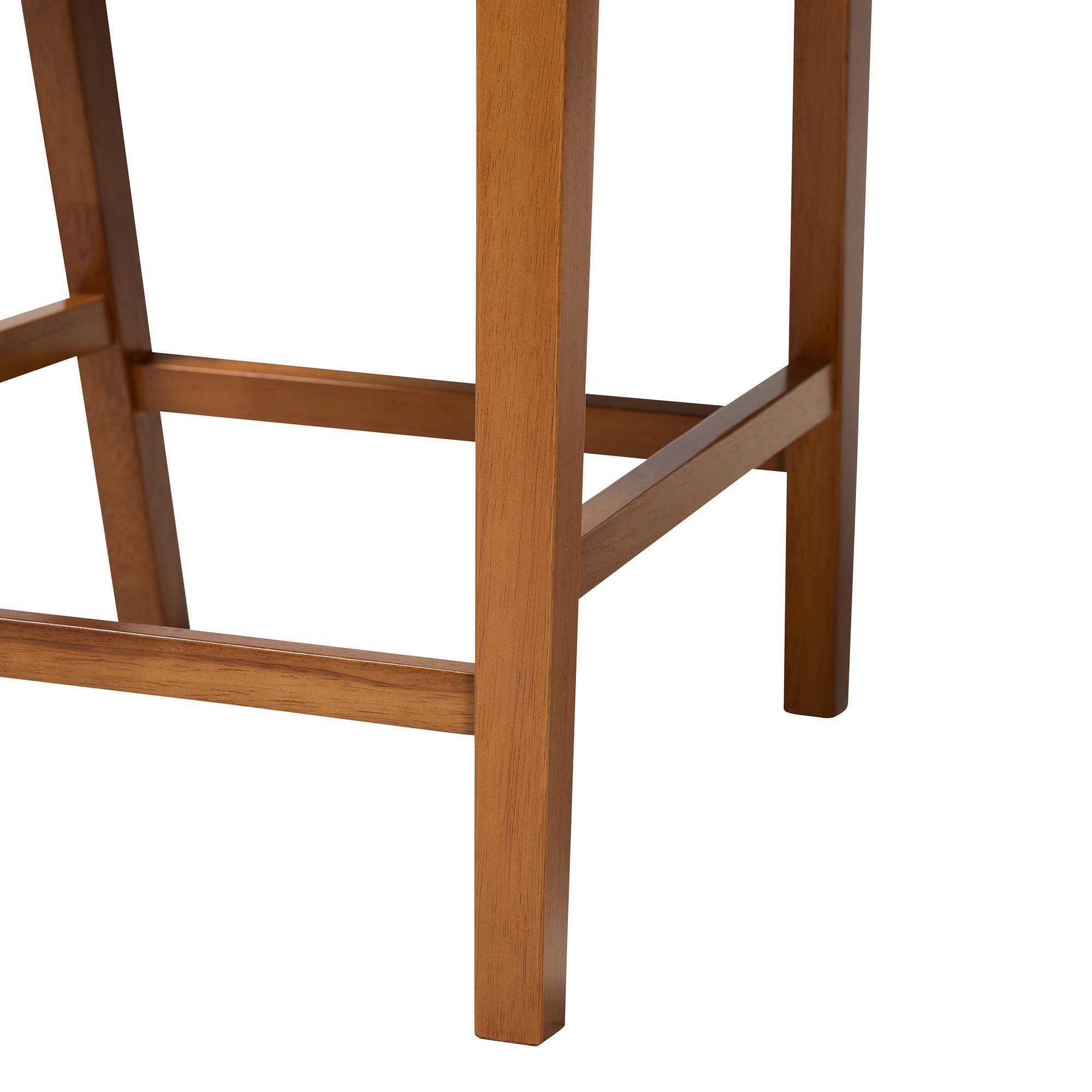 Alt View 1. Baxton Studio - Olivia Mid-century Modern Scandinavian Style Walnut Wood Faux Leather Pub Stool - "Walnut" Dark Brown.