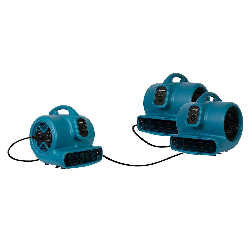 Alt View 2. XPOWER - 1/3 HP 2400 CFM 3 Speed, Carpet Dryer, Blower with Built-in GFCI Power Outlets - Blue.