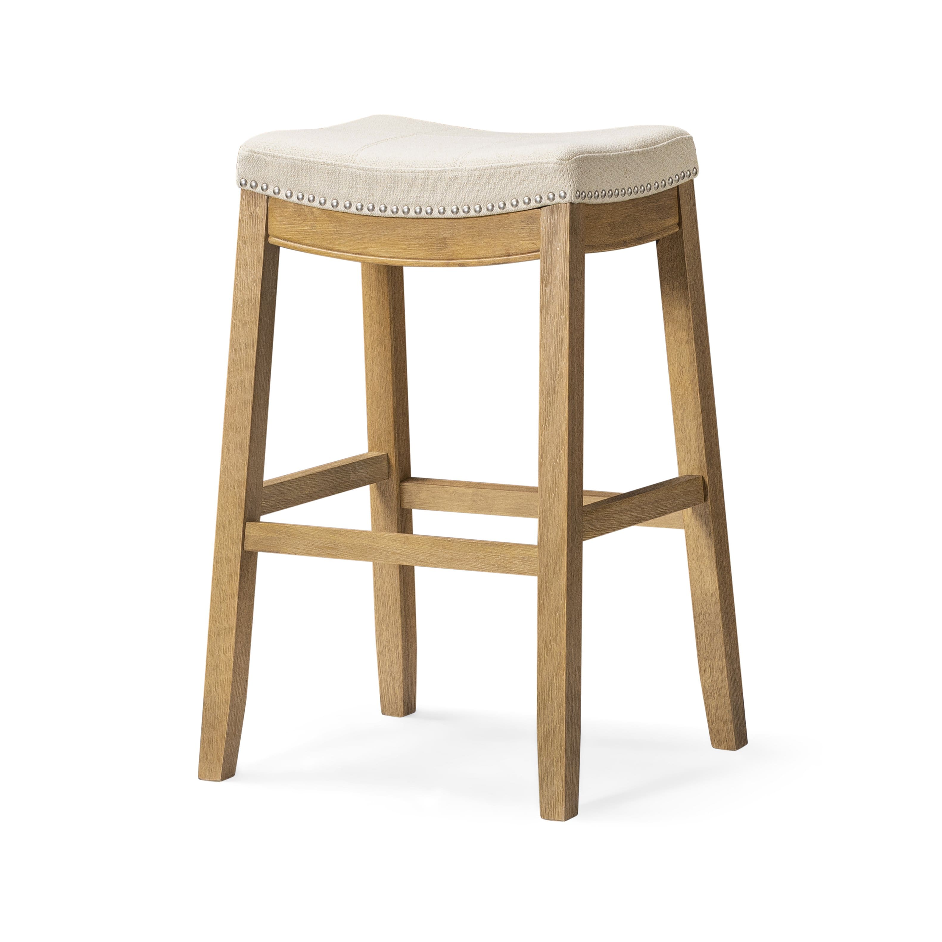 Maven Lane - 31" Sophia Backless Bar Stool In Finish with Fabric Upholstery - Aged Natural