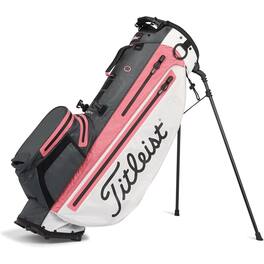 Titleist - Players 4 StaDry Waterproof Golf Bag with Stand and Strap, Coral/ Gray - White/Charcoal/Coral