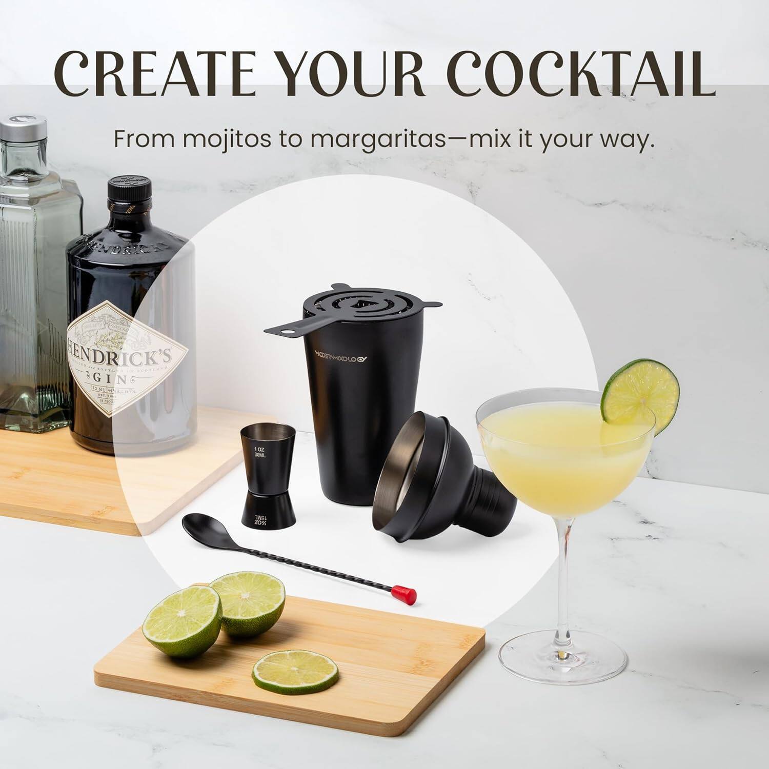 CREATE YOUR COCKTAIL  
From mojitos to margaritas—mix it your way.  

HENDRICK'S GIN