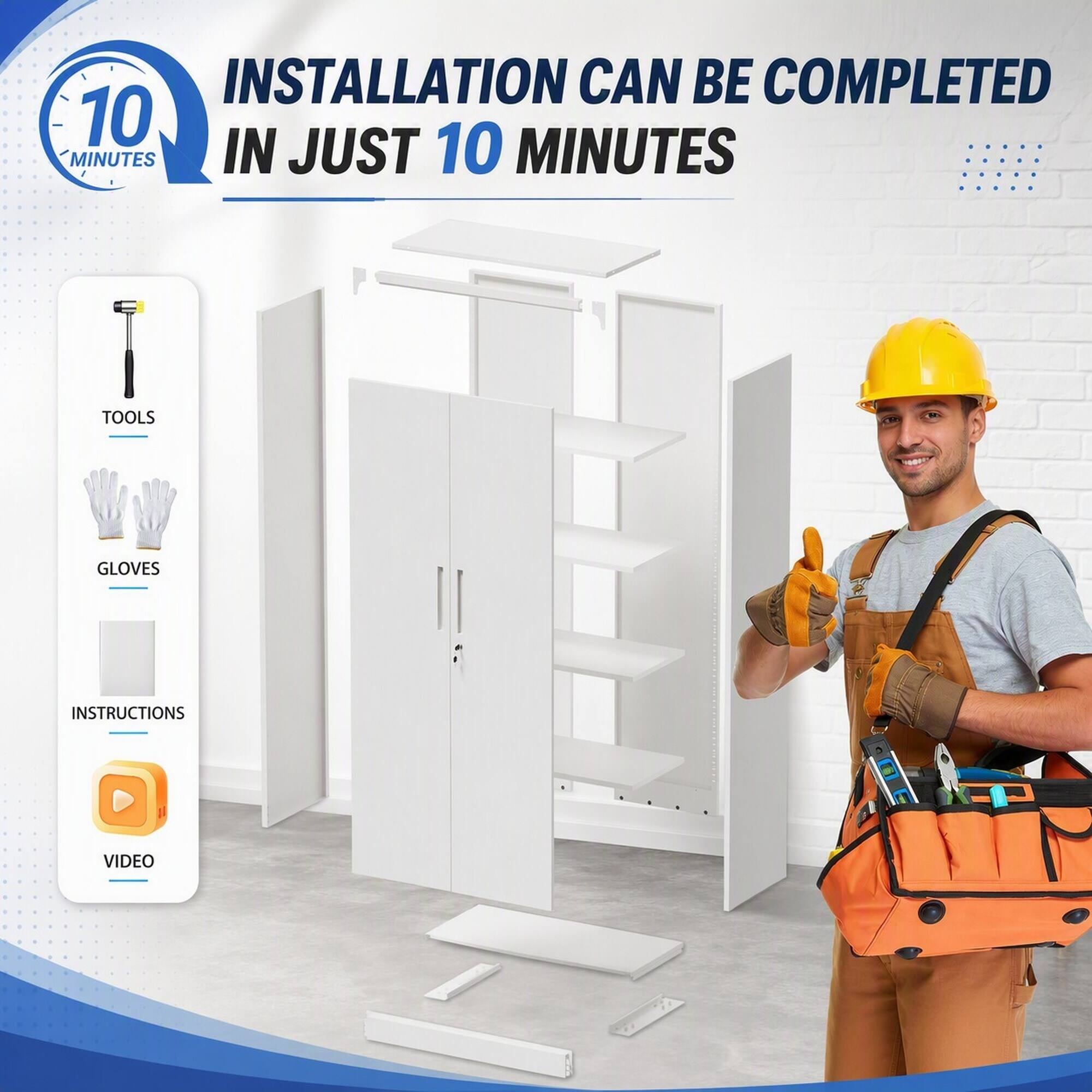 Installation can be completed in just 10 minutes

Tools
Gloves
Instructions
Video