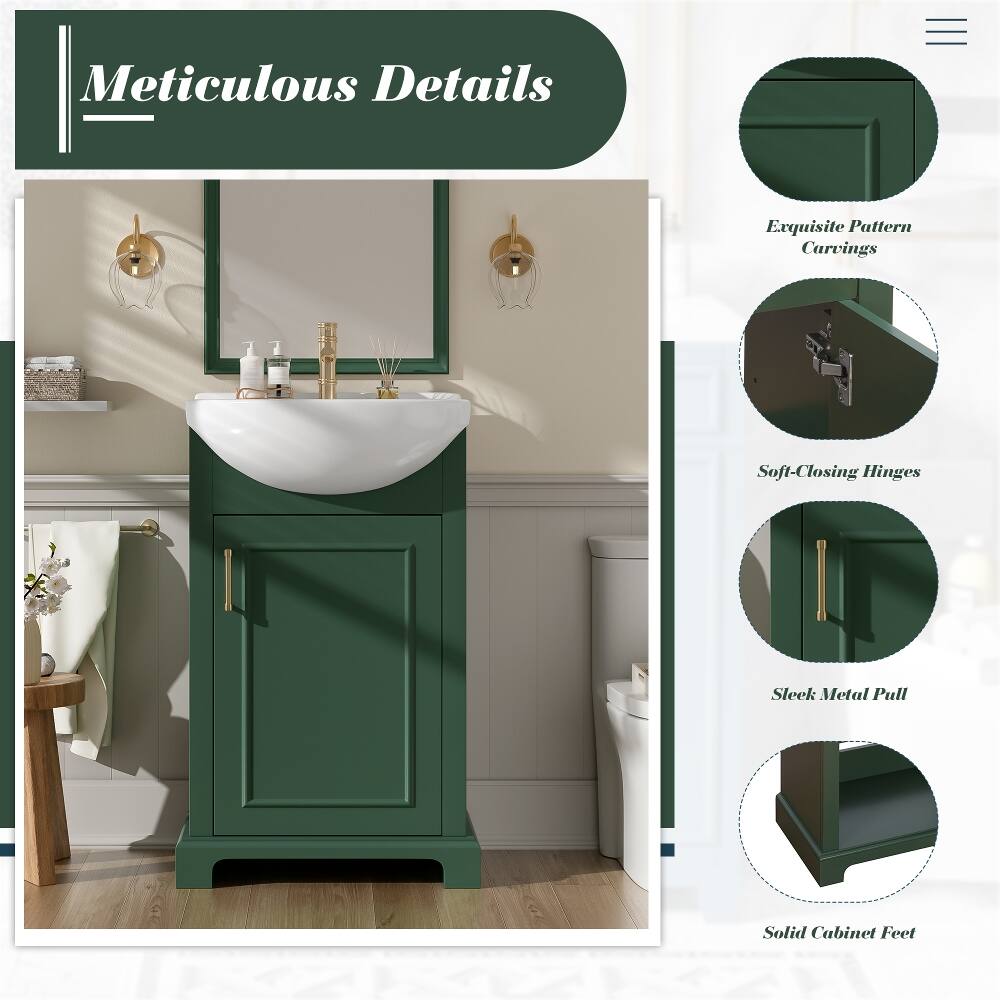 Meticulous Details

- Exquisite Pattern Carvings
- Soft-Closing Hinges
- Sleek Metal Pull
- Solid Cabinet Feet