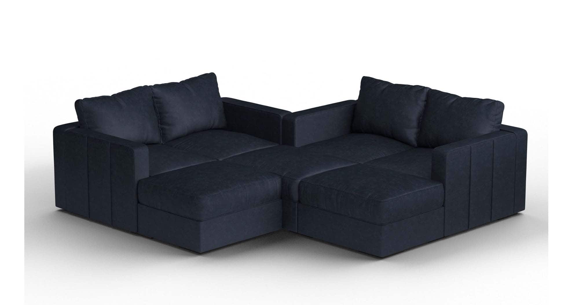 Front. Lovesac - 7 Seats + 8 Sides Midnight Navy Corded Velvet & Lovesoft - Midnight Navy.