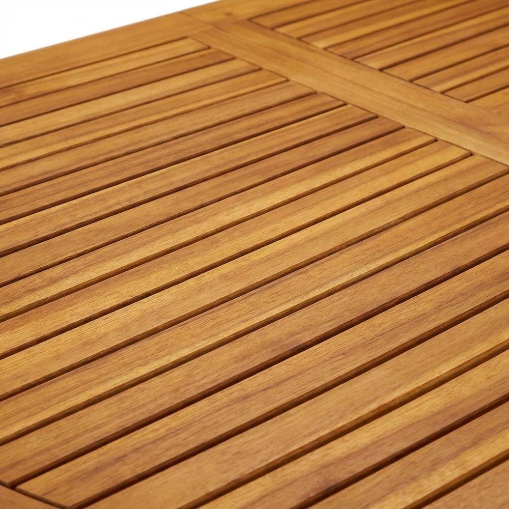 Back. Outdoor Escape - Wooden Patio Table, Oil Finish with Durable Construction and Weather Resistance - Brown.