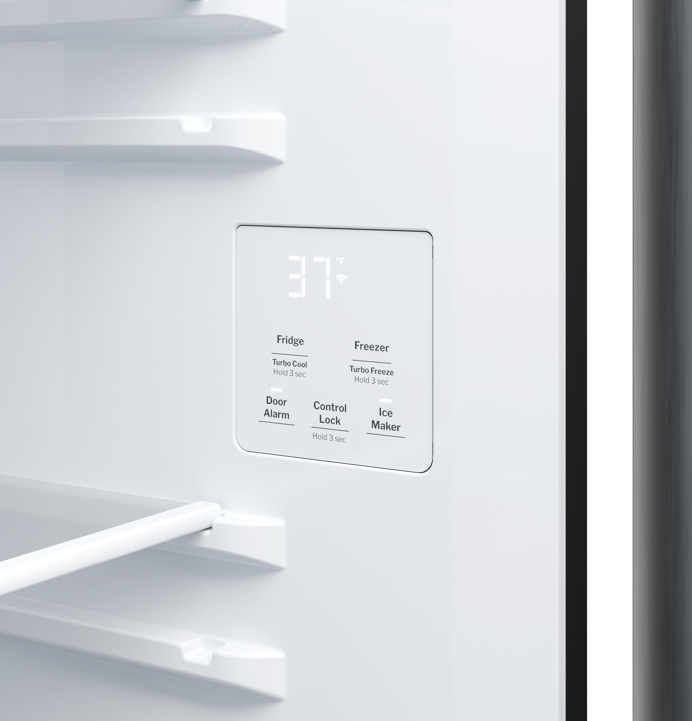 Fridge Turbo Cool Hold 3 sec  
Freezer Turbo Freeze Hold 3 sec  
Door Alarm  
Control Lock Hold 3 sec  
Ice Maker
