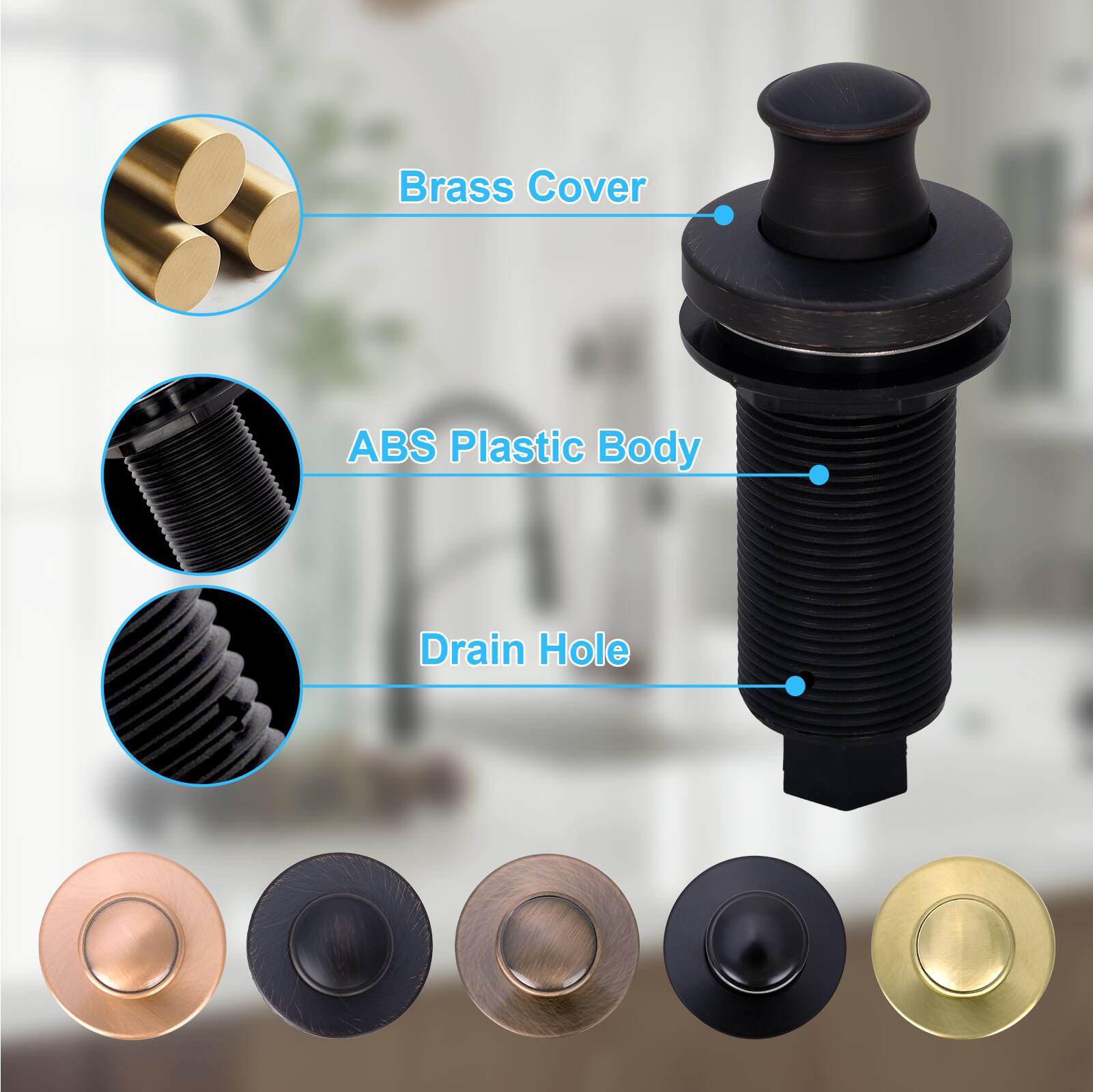 - Brass Cover
- ABS Plastic Body
- Drain Hole