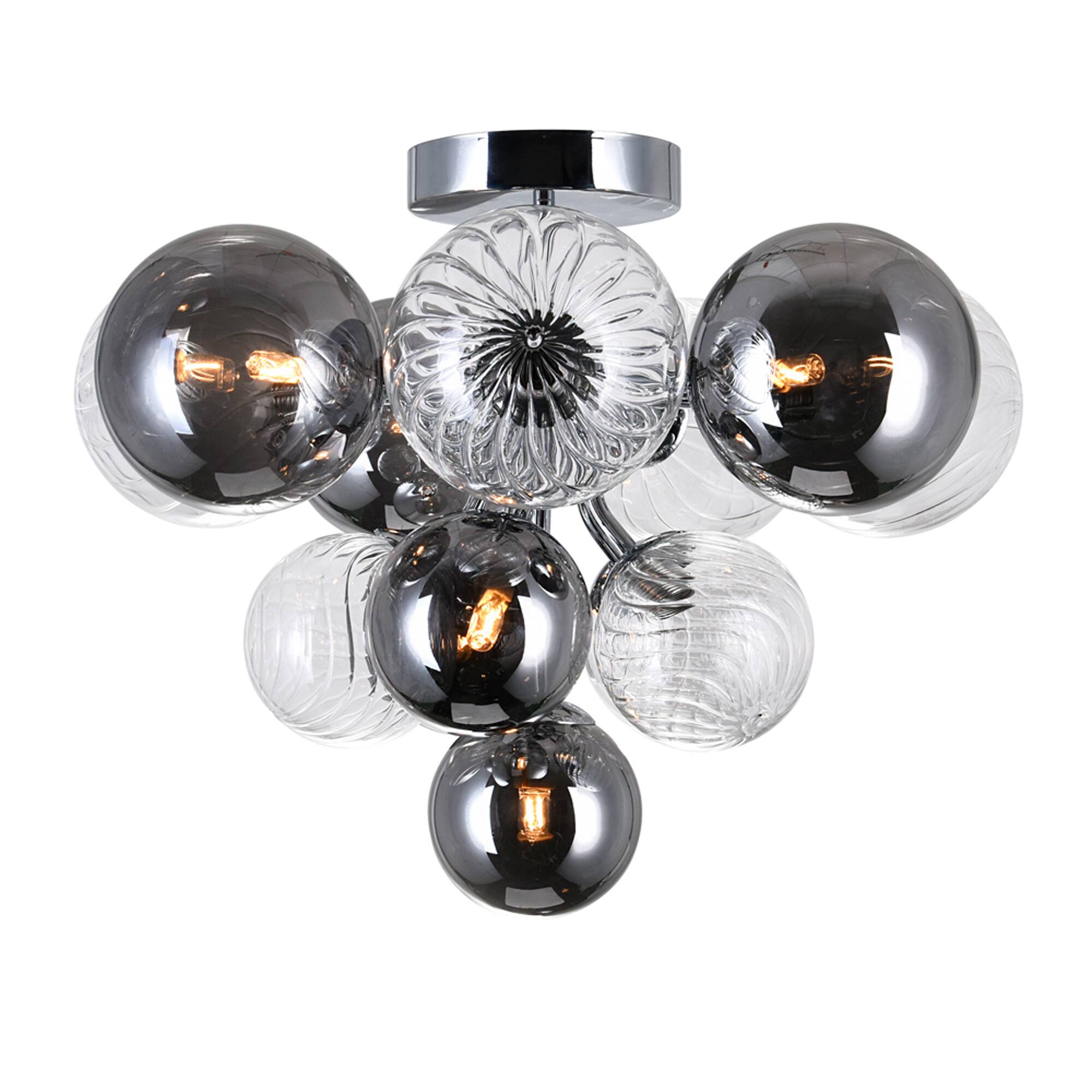 Left. CWI Lighting - Pallocino 6 Light Flush Mount With Chrome Finish - Chrome.