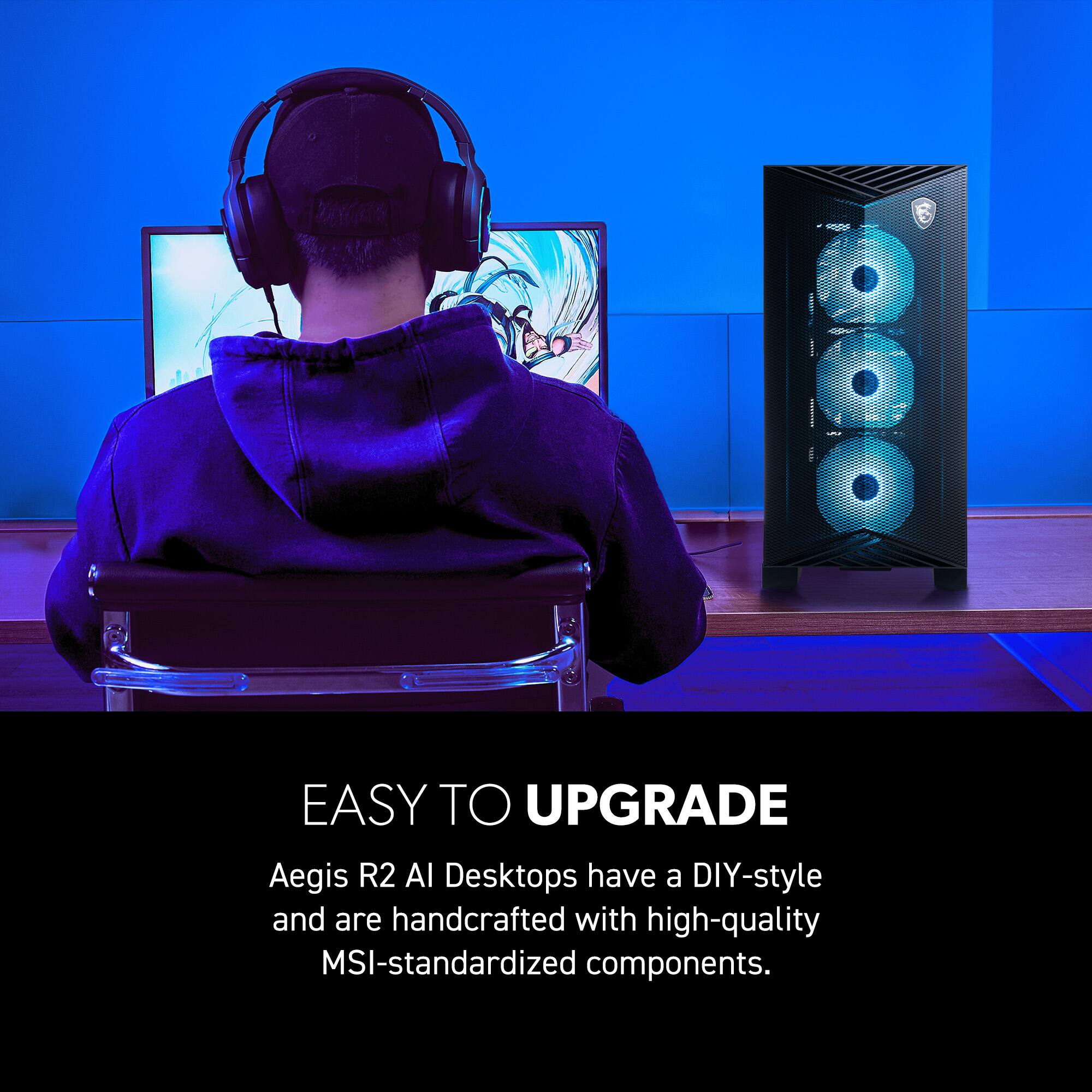 Easy to Upgrade: Aegis R2 AI Desktops have a DIY-style and are handcrafted with high-quality MSI-standardized components.