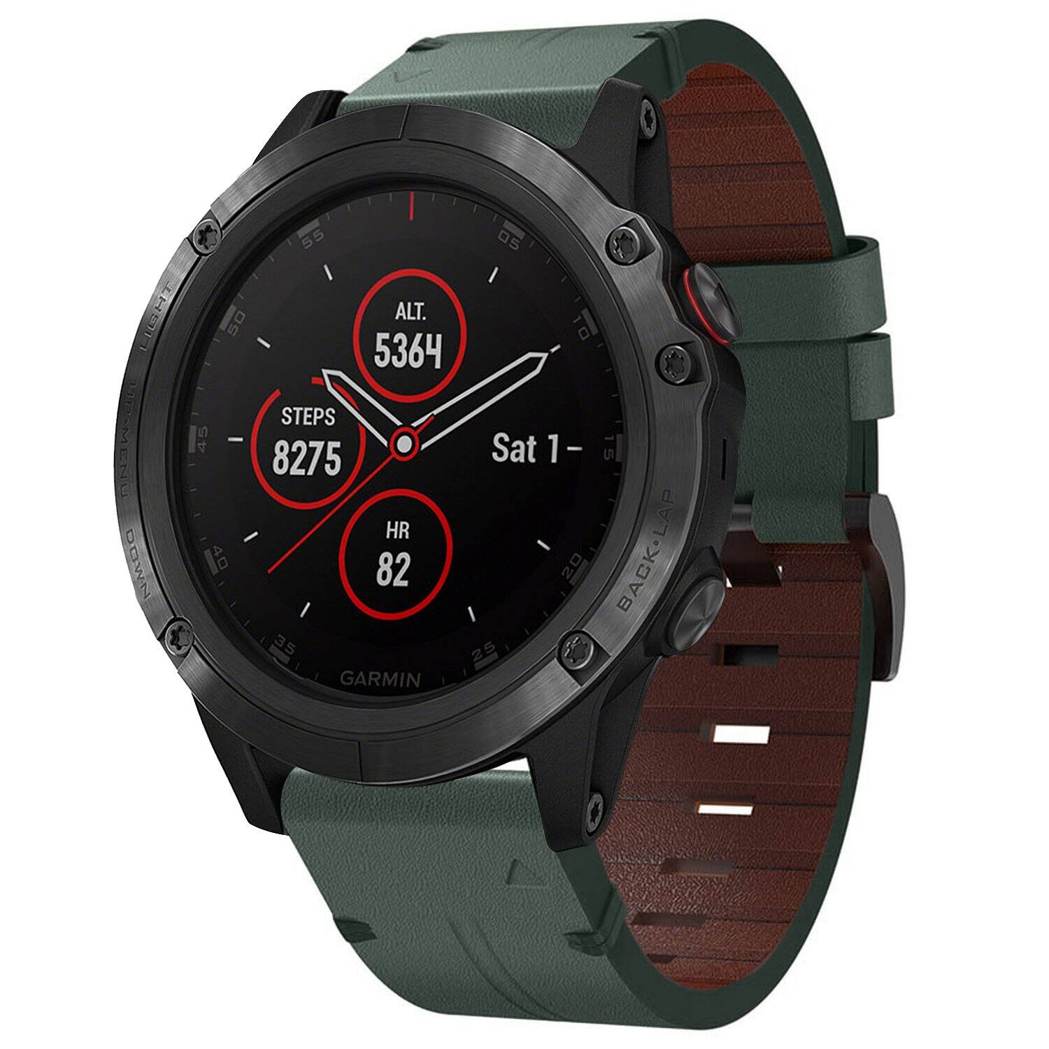 55 05 HOR ALT. 50 0 5364  
45 STEPS 8275  
Sat 1-1-5  
ENU HR DOWN 40 82 20 BACK.LAP  
35 25 GARMIN