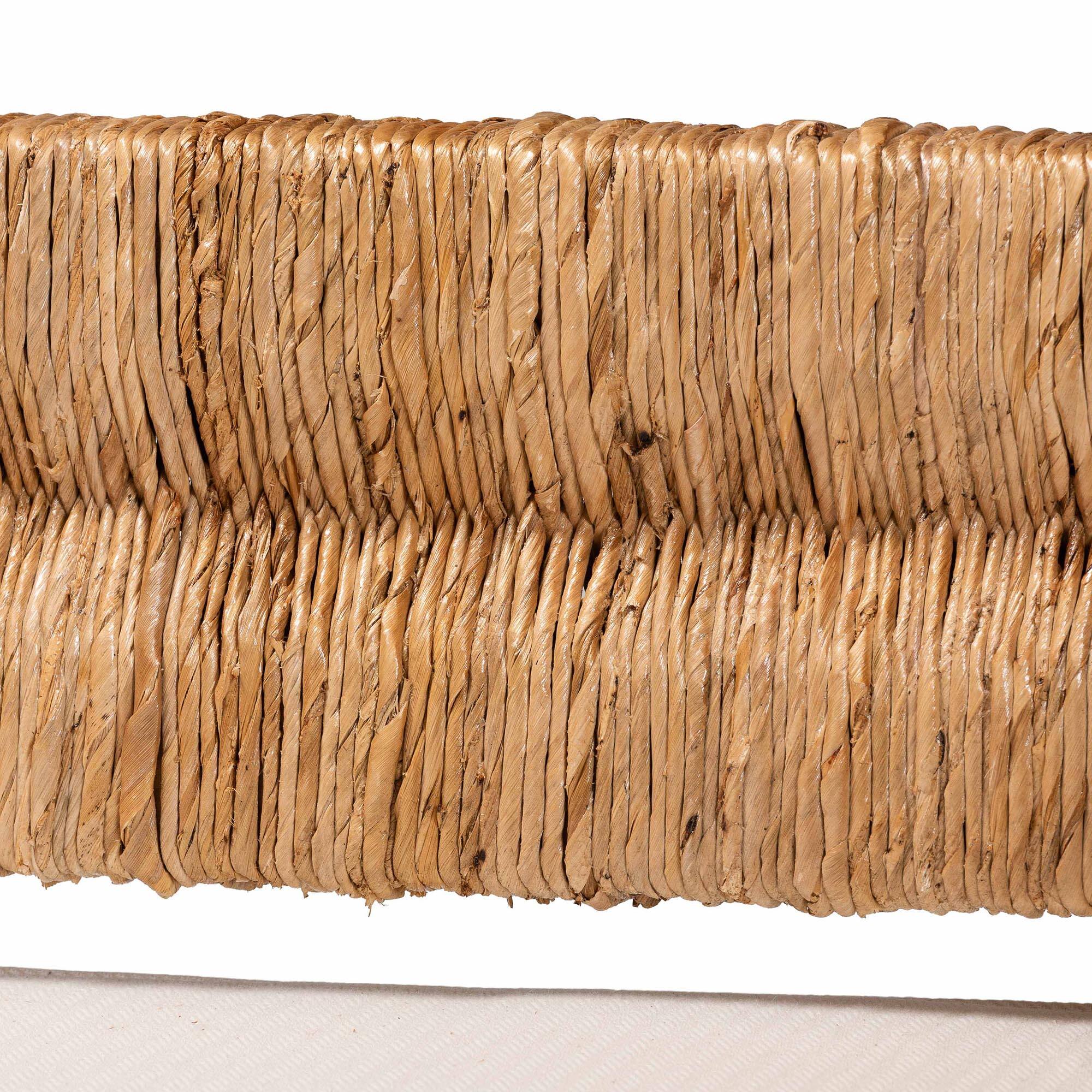 Alt View 1. bali & pari - Ismael Accent Bench - Handwoven Seagrass Accent Seating with Mahogany Wood Frame, Raised Back Bench - Natural Brown.